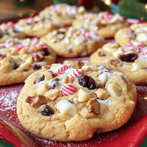 - 2 ¼ cups all-purpose flour - 1 teaspoon baking soda - ½ teaspoon salt - 1 cup unsalted butter, softened - ¾ cup packed brown sugar - ¾ cup granulated sugar - 2 large eggs - 1 teaspoon pure vanilla extract The base of Kitchen Sink Christmas Cookies starts with simple staples. These ingredients create a soft and chewy texture. The flour gives structure, while the butter adds richness. Brown sugar brings a lovely caramel flavor, and granulated sugar adds sweetness. Eggs help bind everything together, making the cookies moist. - 1 cup semi-sweet chocolate chips - ½ cup white chocolate chips - ½ cup crushed candy canes - ½ cup chopped walnuts or pecans - ½ cup dried cranberries or raisins - ½ teaspoon ground cinnamon The fun part of these cookies is the mix-ins! You can choose any combination of flavors. Chocolate chips add sweetness and richness. White chocolate chips give a creamy taste. Crushed candy canes add a festive crunch and minty flavor. Nuts like walnuts or pecans add a nice texture. Dried cranberries or raisins provide a burst of sweetness. Ground cinnamon adds warmth and spice, making these cookies perfect for the holidays. Feel free to get creative! You can adapt the mix-ins based on what you like. This way, every batch feels special. You can find the full recipe in the earlier section to guide your baking adventure. - Preheat oven to 350°F (175°C). - Line baking sheets with parchment paper. - In a bowl, whisk together the flour, baking soda, salt, and cinnamon. - In another bowl, cream the butter, brown sugar, and granulated sugar until fluffy. - Add eggs one at a time, mixing well after each. - Stir in the vanilla until fully combined. - Gradually mix the dry and wet ingredients until just combined. - Gently fold in the chocolate chips, candy canes, nuts, and dried fruit. - Use a tablespoon or scoop to drop dough onto baking sheets. - Bake for 10-12 minutes until edges are golden. - Let cookies cool on sheets for 5 minutes before moving to racks. These steps will help you create delicious Kitchen Sink Christmas Cookies. Follow the Full Recipe for all details! To make perfect Kitchen Sink Christmas Cookies, avoid overmixing the dough. When you mix too much, the cookies can turn tough. Mix just until everything comes together. This keeps the cookies soft and chewy. For the right texture, use room-temperature butter and eggs. This helps the dough blend well. A good mix of wet and dry ingredients leads to fluffy cookies. Also, remember to scoop the dough with care. Use a tablespoon or cookie scoop for even sizes. Your cookies deserve a festive look! Arrange them on a bright platter for a fun display. You can sprinkle crushed candy canes on top for a pop of color. Dusting cookies with powdered sugar adds a sweet touch. Consider using edible glitter for extra sparkle during the holidays. Pair your cookies with hot cocoa or milk for a cozy treat. They also go well with coffee or tea. For holiday gatherings, place the cookies on a big platter. Mix different flavors to surprise your guests. Add some fresh fruit or nuts around the cookies for a nice touch. Enjoy the fun and flavors of these festive treats. Don't forget to check the Full Recipe for more details! {{image_4}} You can easily change the flavors in your Kitchen Sink Christmas Cookies. Try swapping the chocolate types. Dark, milk, or mini chocolate chips all work great. Each type adds its own unique taste. You can also change the nuts or dried fruits. Try pecans or walnuts if you like crunch. Dried apricots or cherries add a fruity twist. Mixing up these ingredients makes each batch special. If you need gluten-free cookies, you can use alternative flours. Almond flour or oat flour works well. They provide a nice texture and flavor. For vegan options, consider egg substitutes. You can use flax eggs or applesauce. These keep your cookies soft and moist. You’ll get tasty treats that everyone can enjoy. To bring in festive flavors, add spices like nutmeg or ginger. These spices warm up the cookies for the holidays. You can also include seasonal flavors like peppermint or orange zest. A hint of peppermint can brighten the taste. Orange zest adds a fresh twist. These seasonal additions make your cookies even more fun. For the full recipe, check out the Kitchen Sink Christmas Cookies section. To keep your Kitchen Sink Christmas Cookies fresh, store them in an airtight container. This helps lock in moisture and flavor. I suggest using a plastic or glass container with a secure lid. Layer the cookies with parchment paper to prevent sticking. You can also add a slice of bread to maintain softness. The bread absorbs excess moisture, keeping cookies chewy. Freezing cookies is easy and a great way to save some for later. First, let the cookies cool completely. Then, place them in a single layer on a baking sheet. Freeze them for about an hour to firm up. After that, transfer the cookies to a freezer bag. Remove the air and seal it tight. To thaw, simply take out the desired number of cookies and let them sit at room temperature for about 15-20 minutes. They will taste fresh and delicious! These cookies can last for about one week at room temperature. You might notice they become drier over time. To check if they are stale, look for a change in texture or an off smell. If they feel hard or crumbly, it’s best to toss them. Keep an eye on them, and enjoy while they're still soft and tasty! How to make Kitchen Sink Christmas Cookies? To make Kitchen Sink Christmas Cookies, start by mixing flour, baking soda, and salt. In another bowl, cream butter with sugars. Next, add eggs and vanilla. Combine wet and dry mixes. Finally, fold in your favorite mix-ins like chocolate chips and nuts. Bake at 350°F for 10-12 minutes. Can I substitute the butter with margarine? Yes, you can use margarine instead of butter. It will change the taste slightly. The texture may also differ, but your cookies will still be tasty. How do I know when my cookies are done? Check the edges of your cookies. They should be golden brown. The centers may look soft, but they will firm up as they cool. What can I use instead of eggs? You can use flaxseed meal or applesauce as an egg substitute. For each egg, mix 1 tablespoon of flaxseed meal with 2.5 tablespoons of water or use 1/4 cup of applesauce. What's the best way to store freshly baked cookies? Store cookies in an airtight container. This keeps them fresh and soft. You can also add a slice of bread to help them stay moist. Why are my cookies flat? Flat cookies may happen if the butter is too warm or if you overmix the dough. Always chill your dough for 30 minutes before baking if it seems too soft. What to do if the dough is too sticky? If your dough is sticky, add a little more flour, one tablespoon at a time. Mix until you reach the right consistency for scooping. How to fix undercooked cookies once baked? If your cookies are undercooked, return them to the oven for a few more minutes. This helps firm them up without burning. Tips on scaling the recipe for larger batches. To scale the recipe, simply multiply each ingredient by the number of batches you want to make. For example, for double the cookies, use double the ingredients. Nutritional information per cookie. Each cookie contains roughly 150 calories. This may vary with added mix-ins and exact measurements. Important notes for baking in high altitudes. At high altitudes, reduce sugar and increase flour slightly. This helps cookies hold their shape. Also, bake them for a shorter time to prevent over-baking. You learned how to make delicious Kitchen Sink Christmas Cookies with simple steps. We covered the key ingredients, proper mixing techniques, and baking tips to achieve the perfect texture. I shared ways to customize your cookies, along with storage methods to keep them fresh. Finally, I answered common questions to help you troubleshoot any issues. Enjoy experimenting with flavors and sharing these treats during the holidays. Happy baking!