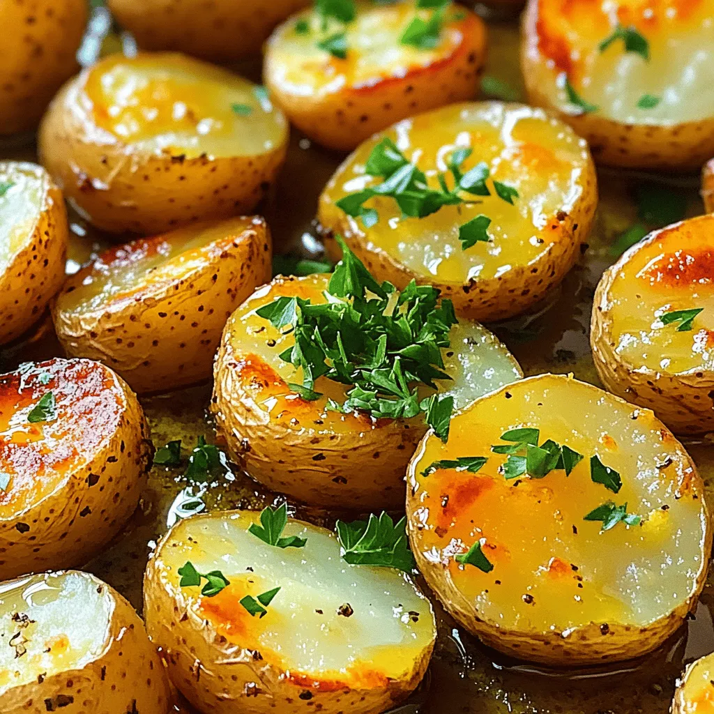 - 2 pounds baby potatoes - 3 tablespoons honey - 2 tablespoons Dijon mustard - 3 tablespoons extra virgin olive oil - 1 teaspoon garlic powder - 1 teaspoon onion powder - 1 teaspoon smoked paprika - Salt and pepper to taste - Fresh parsley, finely chopped When I make honey mustard potatoes, I start with fresh baby potatoes. Their small size cooks quickly and has a nice texture. Honey adds sweetness, while Dijon mustard brings tang. Extra virgin olive oil gives a rich flavor and helps with roasting. Next, I layer in my seasonings. Garlic powder adds a savory kick, and onion powder gives depth. Smoked paprika adds a hint of smoke, making each bite special. I always season with salt and pepper to enhance the taste. For garnish, I love to use fresh parsley. It adds color and freshness to the dish. It makes everything look nice on the plate. You can find the full recipe for these honey mustard roasted potatoes in the main article. - Preheat the oven to 400°F (200°C). This helps the potatoes cook evenly. - In a large bowl, whisk together honey, Dijon mustard, olive oil, garlic powder, onion powder, smoked paprika, salt, and pepper. This mixture is the heart of the dish. It gives the potatoes a sweet and tangy flavor. - Take your baby potatoes and cut them in half. This helps them cook faster. - Add the halved potatoes to the bowl with the marinade. Toss the potatoes well until every piece is fully coated. This step is key. A good coating ensures that each bite is full of flavor. - Line a baking sheet with parchment paper. This makes for easy cleanup later. - Spread the coated potatoes on the baking sheet in a single layer. Be careful not to overcrowd them. This way, they roast nicely. - Place the baking sheet in the oven. Roast for 25-30 minutes, stirring halfway through. This helps them brown evenly and become crispy. - After 30 minutes, check the potatoes. They should be fork-tender and golden. Remove them from the oven, and let them cool for a few minutes. Enjoy the delicious flavors of your honey mustard potatoes! If you want the full recipe, you can find it above. To get the best honey mustard potatoes, do not overcrowd the baking sheet. Crowding leads to steaming instead of roasting. Each potato needs space to cook evenly. This step is key for a nice, crispy texture. To check for doneness, poke the potatoes with a fork. They should feel soft inside and have a crispy skin. If they are not tender, give them a few more minutes. You can add herbs or spices to change the flavor. Try fresh rosemary or thyme for an extra kick. Garlic powder gives depth, but you can also use fresh garlic if you prefer. Honey mustard potatoes pair well with grilled chicken or fish. They also work great with roasted vegetables for a full meal. Feel free to mix and match based on what you love! Serve your honey mustard potatoes on a bright platter for special occasions. Add a sprinkle of fresh parsley on top for color. Drizzle a bit of extra honey for a sweet touch. For a family dinner, consider using a rustic bowl. It adds warmth and charm to your meal. Make your dish look as good as it tastes! For the full recipe, check out the detailed instructions above. {{image_4}} You can switch up the type of potatoes you use. Red potatoes bring a creamy texture. Yukon Gold potatoes add a buttery flavor. Both work great with the honey mustard glaze. If you want a vegan option, swap honey for maple syrup. This gives a unique twist while keeping the dish sweet and tasty. It works well with the Dijon mustard too. For those watching sodium, try low-sodium mustard. This small change still packs flavor without extra salt. You can also use fresh herbs to add depth and taste. If you need gluten-free options, rest easy. The main ingredients in this recipe are naturally gluten-free. Just ensure any mustard you use is labeled gluten-free. Want to take it up a notch? Add cheese or crispy bacon. Both will enhance the dish, making it richer and heartier. Cheddar cheese melts well and pairs nicely with the sweet mustard. Another fun idea is to toss in some veggies. Carrots, bell peppers, or Brussels sprouts blend well. This creates a one-pan meal that’s colorful and full of flavor. For the full recipe, check the earlier section. You’ll find all you need to make these honey mustard potatoes shine. To store leftover honey mustard potatoes, let them cool first. Then, place them in an airtight container. This helps keep the potatoes fresh and tasty. You can store them in the fridge for up to four days. Make sure you check for any signs of spoilage before eating. Reheating honey mustard potatoes correctly is key to keeping them crisp. The best way is to use an oven. Preheat the oven to 350°F (175°C). Spread the potatoes on a baking sheet and heat them for about 10-15 minutes. This method helps maintain their texture. Alternatively, you can use an air fryer for about 5-7 minutes. Avoid microwaving them, as this can make them soggy. You can freeze honey mustard potatoes for later meals. First, let them cool completely. Then, place them in a freezer-safe bag or container. Remove as much air as you can to prevent freezer burn. They can last up to three months in the freezer. When you're ready to eat, thaw them in the fridge overnight. Reheat them using the oven or air fryer for the best taste and texture. For more details, check the Full Recipe for additional tips. Yes, you can prepare honey mustard potatoes in advance. To do this, follow these steps. First, cook the potatoes as directed in the Full Recipe. Once they are roasted, let them cool completely. After cooling, store them in an airtight container in the fridge for up to three days. When you're ready to eat, simply reheat them in the oven or microwave until warm. This lets the flavors meld even more, making them even tastier. Honey mustard potatoes pair well with many dishes. Here are some great options: - Grilled chicken or steak - Roasted vegetables like carrots or Brussels sprouts - A fresh green salad with a light vinaigrette - Baked fish with lemon - A hearty soup, like tomato or lentil These sides balance the rich flavor of the potatoes and create a complete meal. To check if the potatoes are done, look for a few signs: - They should be fork-tender, meaning a fork easily pierces them. - The edges should be golden brown and crispy. - If you shake the pan gently, they should not stick to the bottom. These indicators ensure you achieve that perfect roasted texture. Yes, you can adapt this recipe for a vegan diet. To make honey mustard potatoes vegan, simply swap the honey for maple syrup or agave nectar. Both options offer a sweet flavor that works well with the mustard. Other than that, the recipe remains the same. Enjoy this tasty dish while keeping your meal plant-based! This article covered how to make delicious honey mustard roasted potatoes. We discussed the simple ingredients, techniques, and tips for perfect results. Use of variations and storage info help you create meals that fit your needs. These potatoes can be a great side for any dinner. Remember, you can adapt the recipe to match your taste. Enjoy cooking and experimenting with flavors! Your dining table will thank you.