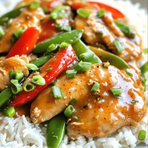 - 1 lb boneless, skinless chicken thighs - 2 tablespoons fresh ginger - 2 cloves garlic - 1 red bell pepper - 1 cup snap peas - 2 green onions - 3 tablespoons soy sauce - 1 tablespoon honey - 1 tablespoon sesame oil - 1 teaspoon red chili flakes - Salt and pepper to taste Gathering the right ingredients is key to a great dish. For this Spicy Ginger Chicken Stir-Fry, I recommend using fresh chicken thighs. They stay juicy and tender when cooked. Fresh ginger gives a warm kick and bright flavor. Minced garlic adds depth to the taste. Next, the veggies add color and crunch. I like red bell pepper for sweetness. Snap peas bring a nice snap. Green onions not only taste great but also add a fresh look. Now, let's talk about the marinade. Soy sauce brings umami. Honey adds a touch of sweetness. Sesame oil gives a nutty flavor. Red chili flakes make it spicy, so adjust to your liking. Season with salt and pepper to round it all out. This simple mix of ingredients makes a wonderful meal. For the full recipe, check out the details above. Enjoy cooking! - In a bowl, mix soy sauce, honey, sesame oil, minced ginger, minced garlic, and red chili flakes. - Whisk until blended. This creates a tasty marinade. - Place chicken strips in the marinade. Make sure they are well coated. - Cover the bowl and let it sit for 15 minutes at room temperature. - For a stronger flavor, let it marinate for up to 1 hour in the fridge. - Heat vegetable oil in a large skillet over medium-high heat. - Once the oil shimmers, add the chicken. Cook it for 5–7 minutes. - Stir the chicken occasionally until it turns golden brown and is fully cooked. - Remove the chicken and set it aside on a plate. - Now, add sliced red bell pepper and snap peas to the same skillet. - Stir-fry the vegetables for 3–4 minutes. They should be tender yet crunchy. - Return the cooked chicken to the skillet with the veggies. - Pour in the reserved marinade. Mix everything well. - Cook for an extra 2–3 minutes until the sauce thickens slightly. - Fold in the sliced green onions just before serving. - Season with salt and pepper to your taste. - Serve your spicy ginger chicken stir-fry over cooked jasmine rice. For fun, add extra green onions or sesame seeds on top. For the full recipe, be sure to check the ingredients above! - Choose the right pan: A large skillet or wok works best. This gives you plenty of space to toss the chicken and veggies. A non-stick surface helps prevent sticking and burning. - Maintain high heat: Keep the heat on high. This helps the chicken cook fast and stay juicy. High heat also gives vegetables a nice crunch. - Modify red chili flakes: Start with less if you prefer mild heat. You can always add more later. - Add fresh chilies if desired: Sliced fresh chilies can boost the heat. Try Thai bird’s eye chilies for a serious kick. - Experiment with additional spices: Try adding garlic powder or five-spice powder for extra depth. Each spice brings its own unique twist. - Use fresh herbs for garnish: Fresh cilantro or basil adds brightness. Sprinkle them on top just before serving for a fresh look and taste. For more information on this dish, check the Full Recipe. {{image_4}} You can change the protein in this dish. If you want a vegan option, substitute chicken with tofu. Tofu soaks up flavors well and adds a nice texture. Another option is to use shrimp or beef. Both cook quickly and pair perfectly with the ginger sauce. Switch up the veggies for more variety. Incorporate broccoli or carrots for color and crunch. They add nutrition and taste. Adding mushrooms gives the stir-fry a great texture. They absorb the sauce, making each bite delicious and hearty. Think about how you serve this dish. Pair it with quinoa or noodles for a filling meal. Both options complement the flavors well. A side salad can also work nicely. It adds freshness and balances the heat from the stir-fry. For the complete guide, check the Full Recipe. To store leftovers, let the stir-fry cool to room temperature. Place it in an airtight container. Make sure to eat it within three days for the best taste. Storing it properly keeps it fresh and tasty. Freezing stir-fry is easy. Divide it into single servings before placing it in freezer-safe bags. Remove as much air as possible to prevent freezer burn. It can last up to three months in the freezer. To reheat, thaw overnight in the fridge. Heat it in a pan over medium heat until hot. Cooking in batches saves time. Make a larger batch of stir-fry for the week. Portion it into containers for quick meals. This way, you have ready-to-eat meals for busy days. You can mix and match the stir-fry with different sides, like rice or noodles. Yes, you can make this stir-fry ahead of time. To meal prep, cook the chicken and veggies as usual. Let them cool before storing them in an airtight container. You can keep it in the fridge for up to three days. To reheat, simply warm it in a skillet over medium heat until hot. This method keeps the flavors fresh and makes dinner quick on busy nights. You can also cook the chicken and veggies in advance and mix them with the sauce right before serving. Stir-fry pairs well with many side dishes. Here are a few suggestions: - Cooked jasmine rice - Brown rice for a healthier option - Quinoa for extra protein - Noodles for a different texture - A simple cucumber salad for crunch - Steamed broccoli or bok choy for added veggies These sides will complement the flavors of the spicy ginger chicken stir-fry and create a balanced meal. You can use dried ginger, but fresh ginger has a brighter flavor. Fresh ginger gives a zesty and bold taste that dried ginger lacks. If you must use dried ginger, use only a small amount, as it is stronger. A good rule is to use one-fourth the amount of dried ginger. This way, you maintain the dish's flavor. Fresh ginger also adds texture, which makes the stir-fry more interesting. This stir-fry recipe combines tender chicken and fresh vegetables in a simple dish. You learned the key ingredients and step-by-step cooking tips. Remember, you can adjust the spice and even swap proteins or veggies. Meal prep helps you save time and enjoy this dish throughout the week. With the right techniques, your stir-fry will always taste great. Keep experimenting and enjoy this easy and healthy meal whenever you like.