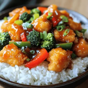 To make General Tso's Chicken, you need a mix of chicken, veggies, and sauce. This dish has a nice balance of sweet, salty, and spicy flavors. You can easily follow the Full Recipe for step-by-step guidance. Here are the key ingredients you’ll need: - 1 lb boneless, skinless chicken breast, cut into bite-sized pieces - 1/2 cup cornstarch - 2 large eggs, beaten - 1 cup broccoli florets, fresh or frozen - 1/2 cup bell pepper, sliced (red or green for color) - 1/4 cup green onions, finely chopped (reserve some for garnish) - 3 cloves garlic, minced - 1 tablespoon fresh ginger, minced - 1/3 cup soy sauce (low sodium preferred) - 1/4 cup chicken broth (homemade or low sodium) - 1 tablespoon sesame oil - 2 tablespoons rice vinegar - 1 tablespoon granulated sugar - 1 teaspoon chili flakes (adjust to your heat preference) - Vegetable oil, for frying You can add or change some ingredients to suit your taste: - Add carrots or snap peas for extra crunch. - Use a different protein like shrimp or tofu. - Adjust the chili flakes for more or less heat. - Add sesame seeds for a crunchy topping. To start, gather all your ingredients. You need chicken, cornstarch, eggs, and some veggies. Here’s what you’ll need: - 1 lb boneless, skinless chicken breast, cut into bite-sized pieces - 1/2 cup cornstarch - 2 large eggs, beaten - 1 cup broccoli florets, fresh or frozen - 1/2 cup bell pepper, sliced - 1/4 cup green onions, finely chopped - 3 cloves garlic, minced - 1 tablespoon fresh ginger, minced - 1/3 cup soy sauce - 1/4 cup chicken broth - 1 tablespoon sesame oil - 2 tablespoons rice vinegar - 1 tablespoon granulated sugar - 1 teaspoon chili flakes - Vegetable oil, for frying Now, mix your sauce. In a bowl, combine soy sauce, chicken broth, sesame oil, rice vinegar, sugar, and chili flakes. Whisk it well and set it aside. Next, prepare the chicken. Coat the chicken pieces with cornstarch. Make sure each piece is covered well. Then dip them into beaten eggs. This gives the chicken a nice batter. Heat vegetable oil in a deep pan over medium-high heat. When the oil is hot, add chicken pieces in small batches. Fry for about 4-5 minutes until they turn golden brown. Once cooked, place them on a plate lined with paper towels to absorb extra oil. Now, it’s time to add flavor. In the same pan, add a little vegetable oil if needed. Sauté the minced garlic and ginger for 30 seconds until they smell great. Be careful not to burn them. Add broccoli and bell pepper to the pan. Stir-fry for 3-4 minutes. You want them to be bright and crisp. Then, pour in your prepared sauce, stirring well. Let it simmer for about 2-3 minutes until it thickens a bit. Finally, add the fried chicken back into the pan. Toss everything together, making sure the chicken is coated. Cook for another minute so all the flavors mix well. You can now sprinkle chopped green onions on top for a fresh touch. For the full recipe, check out the details above. Enjoy your delicious General Tso's Chicken! To make General Tso's Chicken crispy, use the right oil. Vegetable oil works best. Heat the oil until it shimmers, not smoking. This ensures the chicken cooks quickly and evenly. Fry in small batches. This prevents the temperature from dropping too much. You want that nice golden brown color. For extra flavor, add a dash of sesame oil to the sauce. This gives a nutty taste that blends well. Fresh garlic and ginger also boost the dish. Use them in the sauté step to release their full aroma. You can even add a squeeze of lime juice before serving. This will brighten the flavors. One mistake is overcrowding the pan while frying. This leads to steaming instead of frying. Ensure the chicken pieces have space. Another mistake is not letting the oil heat enough. If the oil is not hot, the chicken will absorb too much oil. Lastly, don’t skip the cornstarch coating. It creates that desired crispy texture. For the complete cooking process, check the [Full Recipe]. {{image_4}} If you want a meat-free option, try tofu or seitan. Both work well in this dish. Simply cube the tofu and press it to remove excess water. Then, follow the same steps for frying. Tofu absorbs the sauce nicely, giving you that savory taste. You can also use tempeh for a different texture and flavor. To add more heat, increase the chili flakes. You can also include sliced fresh chili peppers. I love using Thai bird chilies for a real kick. Just remember, start small. You can always add more heat later. This way, you can adjust to your taste. Feel free to mix in other veggies. Snap peas, carrots, and baby corn add great color and crunch. You could also use bok choy or green beans for a fresh twist. Just make sure to cut everything into bite-sized pieces for even cooking. Using a variety of colors makes your dish look vibrant and appealing. To keep your General Tso's Chicken fresh, store it in the fridge. Place it in an airtight container. This helps keep moisture in and prevents it from drying out. It can stay good for about 3 to 4 days. Make sure to allow it to cool down before sealing it up. This will help maintain its texture and flavor. If you want to save some for later, freezing is a great option. Let the chicken cool completely before freezing. Place the chicken in a freezer-safe bag or container. Squeeze out any extra air to prevent freezer burn. It can last up to 2 to 3 months in the freezer. When you're ready to eat, allow it to thaw in the fridge overnight. Reheating General Tso's Chicken can be simple. For the best results, use a skillet on medium heat. Add a splash of water or broth to keep it moist. Stir it gently until heated through. You can also use a microwave, but be careful not to overheat. This way, you keep the chicken juicy and tasty. Enjoy your flavorful dish again with these storage and reheating tips! For the full recipe, check out the General Tso's Chicken Delight section above. General Tso's Chicken started in China but grew popular in the United States. It is named after General Tso Tsung-t'ang, a 19th-century military leader. This dish blends sweet, spicy, and savory flavors. Many believe it was created by Chef Peng Chang-kuei in Taiwan. In the 1970s, it came to the U.S. and became a favorite takeout option. You can serve General Tso's Chicken with several tasty sides. Here are my top picks: - Steamed white rice or fried rice - Egg rolls or spring rolls - Fried wontons - A fresh cucumber salad - Stir-fried vegetables These sides will enhance your meal and balance the flavors of the chicken. To make General Tso's Chicken healthier, you can try these tips: - Use skinless chicken thighs or breasts for leaner protein. - Bake or air-fry the chicken instead of deep-frying. - Add more vegetables, like bok choy or snap peas, for fiber and nutrients. - Substitute sugar with honey or agave syrup for a natural sweetener. - Use low-sodium soy sauce to cut down on salt. These changes will help you enjoy this dish while keeping it nutritious. For the complete dish, check out the Full Recipe. This blog covered the recipe for General Tso's Chicken, its ingredients, and cooking steps. You learned about essential and optional ingredients to customize your dish. We discussed tips for frying, flavor boosts, and errors to avoid. Variations included vegetarian and spicy options, along with storage tips. In closing, making General Tso's Chicken can be fun and tasty. Experiment and make the dish your own! Enjoy your cooking journey and share your results with others.