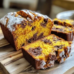 To make this delicious bread, you need a few key ingredients: - 1 cup mashed ripe bananas (about 2-3 bananas) - 1 cup pumpkin puree (canned or fresh) - 1/2 cup melted coconut oil or unsalted butter - 3/4 cup packed brown sugar - 1/4 cup granulated sugar - 2 large eggs (room temperature) - 1 teaspoon pure vanilla extract - 1 teaspoon baking soda - 1/2 teaspoon baking powder - 1 teaspoon ground cinnamon - 1/2 teaspoon ground nutmeg - 1/4 teaspoon ground ginger - 1/2 teaspoon sea salt - 1 1/2 cups all-purpose flour - 1/2 cup chocolate chips (semi-sweet or dark) These ingredients blend to create a soft, moist bread with rich flavors. You can add extra ingredients for a fun twist: - 1/4 cup chopped walnuts or pecans These nuts add a nice crunch and enhance the bread's overall texture. Ripe bananas are key for sweetness and moisture. They should be brown and soft. This helps create a rich flavor and a tender crumb in your bread. Pumpkin puree also plays a vital role. It adds moisture and a subtle earthiness. You can use canned pumpkin or make your own by cooking fresh pumpkin. Both options work great, but the canned puree saves time. Using ripe bananas and good pumpkin puree makes your bread delicious and keeps it soft. Enjoy the process of baking this flavorful treat! Start by preheating your oven to 350°F (175°C). Grease a 9x5 inch loaf pan. This step helps the bread slide out easily after baking. In a large bowl, mix the mashed bananas, pumpkin puree, and melted coconut oil or butter. Add the brown sugar and granulated sugar next. Stir until the mix is smooth with no lumps. Next, add the eggs one at a time. Make sure each egg mixes in well before adding the next. Then, stir in the vanilla extract. In another bowl, whisk together the baking soda, baking powder, cinnamon, nutmeg, ginger, sea salt, and flour. Mix until there are no dry spots. Now, fold the dry mix into the wet mix. Do this gently with a spatula or a wooden spoon. Stop when you no longer see flour streaks. This helps keep your bread light. Finally, fold in the chocolate chips and nuts if you choose to use them. Pour your batter into the greased pan. Use a spatula to spread it evenly. Place the pan in the oven and bake for 55-65 minutes. Your kitchen will smell amazing! To check if your bread is done, insert a toothpick into the center. If it comes out clean or with a few moist crumbs, your bread is ready. Once baked, let it stay in the pan for about 10 minutes. After that, transfer it to a wire rack to cool completely. Enjoy the warm, sweet aroma as it cools! To get that perfect texture, use ripe bananas. Ripe bananas are soft and sweet. They also add moisture. Make sure to mash them well. For the pumpkin, you can use canned puree or fresh. Both work great. If using fresh pumpkin, cook it until it's soft before mashing. The key is to mix wet and dry ingredients gently. Over-mixing makes the bread tough. Fold in the chocolate chips carefully. This keeps them evenly spread. One common mistake is not using room temperature eggs. Cold eggs can cause the batter to clump. Another mistake is measuring flour incorrectly. Always spoon flour into your measuring cup and level it off. Avoid packing it down. This can make the bread dense. Also, don’t skip the baking soda or powder. They help the bread rise. Lastly, resist the urge to open the oven door too soon. This can cause the bread to sink. You can easily customize this bread! Want more spice? Add extra cinnamon or nutmeg to your batter. If you like nuts, fold in walnuts or pecans. For a fun twist, try adding dried fruit like cranberries. You can also swap out the chocolate chips. Use white chocolate or butterscotch chips for a different flavor. If you want less sugar, try using honey or maple syrup. Just remember, this will change the texture a bit. {{image_4}} You can swap out brown sugar or granulated sugar for other sweeteners. Try using honey or maple syrup for a richer taste. These options add a unique flavor to your banana chocolate chip pumpkin bread. If you prefer a sugar-free version, consider using stevia or monk fruit sweetener. Adjust the amount based on sweetness preference. Spices can take your bread to the next level. Besides cinnamon, nutmeg, and ginger, consider adding a pinch of allspice or cardamom. These spices add warmth and depth. You can also mix in a teaspoon of cocoa powder for a chocolatey twist. Experiment with spice amounts to suit your taste. If you're following a specific diet, you can easily adjust the recipe. For a vegan option, replace eggs with flax eggs or applesauce. Use almond flour or gluten-free flour for a gluten-free version. If you want a lower-fat option, substitute coconut oil with applesauce or mashed avocado. Each swap changes the flavor and texture, so enjoy trying different combinations! To keep your Banana Chocolate Chip Pumpkin Bread fresh, store it properly. First, let the bread cool completely. Then, wrap it tightly in plastic wrap or aluminum foil. This helps to keep moisture in. You can also place it in an airtight container. Storing it at room temperature works well for about three days. If you want it to last longer, consider freezing it. Freezing is a great way to save your bread for later. First, slice the bread into individual pieces. This makes it easy to grab just what you need. Wrap each slice in plastic wrap. Then, place the wrapped slices in a freezer-safe bag. Squeeze out all the air to prevent freezer burn. Label the bag with the date. The bread can stay in the freezer for up to three months. When you're ready to enjoy your bread, reheating is key. For quick heating, use a microwave. Place a slice on a plate and cover it with a damp paper towel. Heat for about 15 to 30 seconds. For a crispy crust, use an oven. Preheat it to 350°F (175°C). Place the bread on a baking sheet for about 10 minutes. This will restore its fresh-baked taste. Enjoy your Banana Chocolate Chip Pumpkin Bread warm! Yes, you can use frozen bananas! Just thaw them first and mash them. Frozen bananas work great in this recipe. They add sweetness and moisture. Plus, they are easy to peel and mash when thawed. If you don't have pumpkin puree, try using applesauce or mashed sweet potatoes. Both options keep the bread moist. You can even use butternut squash puree for a similar taste. Just make sure the substitute is smooth and thick. Banana chocolate chip pumpkin bread stays fresh for about 3 to 5 days at room temperature. Store it in an airtight container to keep it moist. If you want to keep it longer, freeze the bread. It can last up to 3 months in the freezer. Just wrap it well! Banana chocolate chip pumpkin bread blends bright flavors and soft texture. The recipe uses ripe bananas and pumpkin puree for the best taste. I shared step-by-step instructions to help you bake it perfectly. Remember, avoid common mistakes for the best results. You can also customize the bread by adding spices or using different sweeteners. Store it right to keep it fresh, and now you're ready to bake! Enjoy every bite of your delicious creation.
