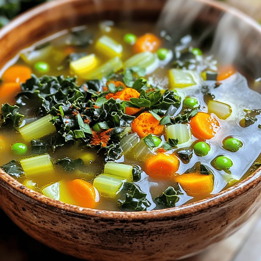 - 1 tablespoon extra virgin olive oil - 1 medium yellow onion, finely chopped - 3 large garlic cloves, minced - 2 medium carrots, diced into small cubes - 2 stalks of celery, diced finely - 1 medium zucchini, chopped into bite-sized pieces - 1 cup fresh or frozen green peas - 1 cup kale, stems removed and chopped - 4 cups rich vegetable broth - 2 fragrant bay leaves - 1 teaspoon dried thyme leaves - 1 teaspoon smoked paprika - Sea salt and freshly cracked black pepper, to taste - 1 tablespoon freshly squeezed lemon juice - 1 tablespoon nutritional yeast (optional) - 2 tablespoons fresh parsley, finely chopped, for garnish You can add some fun twists to your soup. Try adding: - A pinch of cayenne pepper for heat. - Chopped spinach for extra greens. - A splash of coconut milk for creaminess. - A few drops of hot sauce for a kick. These ingredients can make your soup even tastier and more unique. If you have special needs, you can swap out some ingredients. Here are some ideas: - Use olive oil or coconut oil for a vegan option. - Swap the vegetable broth for water if you are low on broth. - Use any green leafy vegetable instead of kale. - For a gluten-free option, ensure your broth is gluten-free. These swaps help everyone enjoy this delightful soup! To start, gather all your ingredients. This makes cooking smoother and more fun. Dice the onion, carrots, and celery. Chop the zucchini and kale into bite-sized pieces. Mince the garlic. If you use frozen peas, you can skip thawing them. In a large pot, heat one tablespoon of extra virgin olive oil over medium heat. When the oil shimmers, add the chopped onion. Sauté for about five minutes until it becomes clear and smells good. Then, mix in the minced garlic. Sauté for another minute to release its aroma. Next, add the diced carrots and celery. Cook these for about five to seven minutes. You want them to soften and sweeten. After that, toss in the chopped zucchini and green peas. Stir for three to four minutes until they look bright and tender. Now, pour in four cups of rich vegetable broth. Add two bay leaves, one teaspoon of dried thyme, and one teaspoon of smoked paprika. Season with sea salt and freshly cracked black pepper. Bring the soup to a boil. Once it boils, lower the heat and add the chopped kale. Let the soup simmer for 15 to 20 minutes. This helps the flavors blend well. After simmering, stir in one tablespoon of freshly squeezed lemon juice and the nutritional yeast, if you want that cheesy taste. Taste the soup and adjust seasoning as needed. Don’t forget to remove the bay leaves before serving. Serve the soup hot, garnished with finely chopped parsley. For a special touch, use rustic bowls and drizzle olive oil on top. Enjoy your magical bowl of Mystical Witch Soup! You can make Mystical Witch Soup your own. Start by adding your favorite vegetables. For a sweet touch, use sweet potatoes or butternut squash. If you like heat, toss in jalapeños or a pinch of cayenne pepper. You can also change the texture. Blend the soup for a creamy feel or keep it chunky for more bite. Use seasonal veggies for freshness and fun. Herbs and spices bring this soup to life. Fresh herbs like basil or cilantro can brighten the dish. Dried herbs like oregano and rosemary add depth. For a smoky taste, try adding more smoked paprika. A splash of soy sauce or tamari can give it umami. Always taste your soup as you go and adjust the seasoning to your liking. The way you cook your soup matters. Start with a good sauté. This builds flavor right from the start. Make sure not to overcook your vegetables. They should be tender but still colorful and vibrant. Simmering the soup slowly allows all the flavors to blend well. If you want a thicker soup, let it simmer longer, or blend a part of it for creaminess. {{image_4}} This soup is already vegan and gluten-free. Use vegetable broth and fresh veggies. You can skip the nutritional yeast if you want. This keeps the soup light and tasty. Want to make your soup heartier? Add some cooked lentils or chickpeas. These beans are rich in protein. You can also stir in some quinoa for extra texture. If you want meat, shredded chicken or turkey works great too. Feel like trying new flavors? Add spices like cumin or coriander for warmth. A pinch of cayenne can give a nice kick. You can also try adding coconut milk for a creamy twist. Fresh herbs like basil or cilantro can add freshness. Use these ideas to make the soup your own! After enjoying your Mystical Witch Soup, let it cool down first. Once it cools, store it in airtight containers. You can keep it in the fridge for up to five days. Make sure to label the containers with the date. This way, you know when you made it. To freeze the soup, pour it into freezer-safe bags or containers. Leave some space at the top for expansion. You can freeze it for up to three months. When ready to eat, thaw it overnight in the fridge before reheating. This keeps the flavors fresh and delicious. When reheating the soup, use a pot on the stove for the best taste. Heat it on low to avoid burning. Stir it often to warm it evenly. If it's too thick, add a splash of vegetable broth or water. Taste and adjust the seasoning if needed. Serve it hot for a comforting meal! Mystical Witch Soup has roots in folk traditions. People have made hearty soups for ages. They believed these soups brought comfort and magic. Some say it’s a way to use fresh, local ingredients. Others think it’s about sharing warmth and love in a bowl. This soup is a blend of flavors and cultures. It reflects a spirit of creativity and connection to nature. Yes, you can make Mystical Witch Soup in both a slow cooker and an Instant Pot. For a slow cooker, follow these steps: - Sauté the onion and garlic in a pan first. - Then, add all ingredients to the slow cooker. - Cook on low for 6-8 hours or high for 3-4 hours. For an Instant Pot, do this: - Use the sauté function for the onion and garlic. - Add the rest of the ingredients. - Seal the lid and cook on high pressure for 10 minutes. Both methods keep the soup flavorful and magical. You can serve many things with Mystical Witch Soup. Here are a few ideas: - Crusty bread for dipping and soaking. - A fresh green salad for a light side. - Grilled cheese for a warm, cheesy contrast. - Herbal tea for a cozy drink option. These pairings enhance the soup's charm and taste. Enjoy the whole meal! Mystical Witch Soup combines simple ingredients and easy steps for a delicious meal. We explored main and optional ingredients, plus swaps for different diets. The cooking process, with tips to customize, helps you create the perfect flavor. Variations like vegan and hearty options let you experiment. Finally, I covered storage tips for leftovers and answers to common questions. Embrace your cooking skills and enjoy this magical soup!