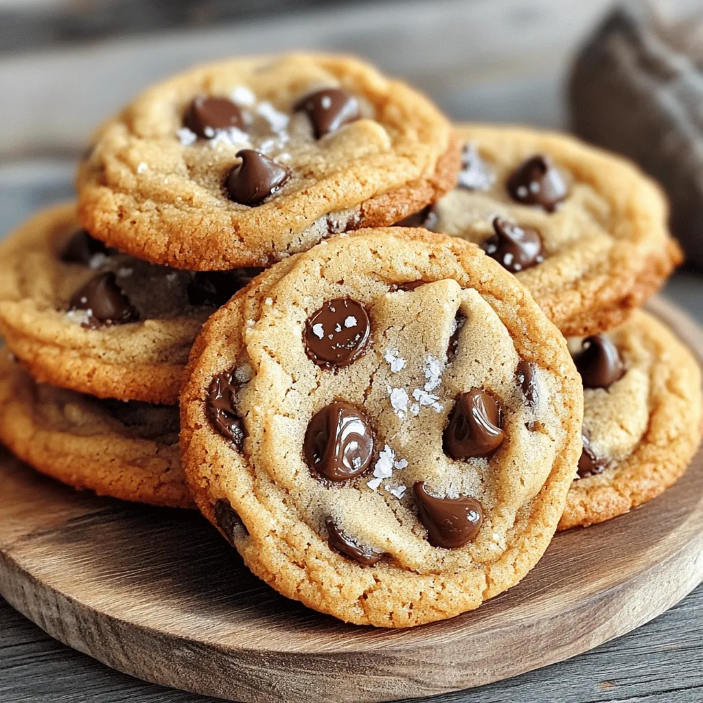 - 1 cup (2 sticks) unsalted butter - 1 cup packed brown sugar - 1/2 cup granulated sugar - 2 large eggs - 2 teaspoons pure vanilla extract - 3 cups all-purpose flour - 1 teaspoon baking soda - 1/2 teaspoon salt - 1 1/2 cups semi-sweet chocolate chips - Flaky sea salt for topping (optional) Using high-quality butter is key. I prefer unsalted butter for better control of salt. Fresh eggs make a big difference in texture. Choose pure vanilla extract for the best flavor. Opt for semi-sweet chocolate chips that melt well. The flour should be all-purpose for the right balance. Each ingredient plays a role in taste and texture. If you're out of unsalted butter, use salted butter but skip any added salt. You can swap brown sugar for coconut sugar for a unique twist. For a lighter cookie, use egg whites only. If you want a gluten-free option, try almond flour or a gluten-free blend. Mixing in dark chocolate chips or nuts can add exciting flavors. To start, we need to brown the butter. Grab a medium saucepan and put it on medium heat. Add 1 cup of unsalted butter to the pan. Stir the butter as it melts. It will foam at first, so keep an eye on it. When the foam goes down, the butter will turn a deep, golden brown. At this point, it will smell nutty and delicious. Once it reaches this color, take it off the heat and let it cool for a few minutes. Next, let's make the cookie dough. In a large mixing bowl, pour in the browned butter. Add 1 cup of packed brown sugar and 1/2 cup of granulated sugar. Whisk these together until smooth and creamy. Now, add in 2 large eggs, one at a time. Mix well after each egg. After that, add 2 teaspoons of pure vanilla extract and mix until everything is well combined. In another bowl, whisk together 3 cups of all-purpose flour, 1 teaspoon of baking soda, and 1/2 teaspoon of salt. Gradually add this dry mix to the wet ingredients. Use a spatula to fold it in gently. Be careful not to overmix, as we want our cookies to stay tender. Finally, fold in 1 1/2 cups of semi-sweet chocolate chips until they are evenly spread throughout the dough. Now, it's time to chill the dough. Cover the bowl with plastic wrap and place it in the fridge. Let it chill for at least 30 minutes, or up to an hour. This step is key! Chilling helps the flavors blend and makes the cookies chewier. While the dough chills, preheat your oven to 350°F (175°C). Prepare two baking sheets by lining them with parchment paper. Once the dough is ready, scoop out rounds using a cookie scoop or a tablespoon. Place them on the sheets, leaving about 2 inches between each one. For a little extra flavor, sprinkle a pinch of flaky sea salt on top of each mound. Bake the cookies for 10 to 12 minutes. They should be golden at the edges but still soft in the middle. After baking, let them cool on the sheets for 5 minutes. Then, move them to a wire rack to cool completely. Enjoy your delicious brown butter chocolate chip cookies! To get the best texture, you need to chill the dough. This step helps the cookies keep their shape. If you skip this, your cookies may spread too much. Aim for a soft but slightly firm dough. Remember, don't overmix! Overmixing can lead to tough cookies. You want a tender cookie that melts in your mouth. Brown butter gives a rich, nutty flavor. To boost this, you can add a pinch of cinnamon. This small addition brings warmth without being overpowering. Using high-quality chocolate chips is also key. They melt beautifully and add depth to each bite. If you love salt, sprinkle flaky sea salt on top. It adds a delightful contrast to the sweetness. One mistake is not measuring flour correctly. Too much flour makes cookies dry. Use the spoon and level method for accuracy. Another common error is baking cookies too long. Keep an eye on them! They should be golden around the edges but soft in the center. Lastly, don't forget to let them cool slightly on the baking sheet. This helps them firm up without becoming hard. {{image_4}} You can add nuts to your cookies for extra crunch. Chopped walnuts or pecans work great. Use about 1 cup of nuts and fold them in with the chocolate chips. This gives the cookies a rich, nutty flavor. It also adds a nice texture that many love. Not a fan of semi-sweet chocolate? No problem! You can use milk chocolate or dark chocolate instead. Each type changes the taste of the cookie. If you want a fun twist, try adding white chocolate chips or butterscotch chips. Mix and match to find your favorite combo! For those with dietary needs, you can make swaps. Use vegan butter and dairy-free chocolate chips for a vegan version. If you need gluten-free cookies, use a gluten-free flour blend. These changes keep the cookies tasty while meeting your needs. Don't be afraid to experiment! To keep your brown butter chocolate chip cookies fresh, store them in an airtight container. Make sure the cookies cool completely before sealing them. If stored properly, they can last for up to one week. You can also place a slice of bread in the container. This helps keep the cookies soft. Freezing cookies is a great way to enjoy them later. After baking, let the cookies cool fully. Then, place them in a single layer on a baking sheet and freeze for about an hour. Once frozen, transfer them to a freezer-safe bag. They can last up to three months. Just thaw them at room temperature before eating. If you want to save cookie dough, it’s easy! Shape the dough into balls and place them on a baking sheet. Freeze the balls for about an hour. After that, transfer them to a freezer bag. This way, you can bake fresh cookies anytime. The dough can last for up to three months in the freezer. When ready to bake, just add a few extra minutes to the baking time. Enjoy your cookies fresh! Brown butter adds a rich, nutty flavor to cookies. When you heat butter, it changes. It turns a deep brown and gives off a sweet aroma. This process creates a complex taste that lifts your cookies to a new level. The toasty notes of brown butter mix well with chocolate chips. They give each bite a warm, comforting feel. Using brown butter makes your cookies stand out and taste more gourmet. Yes, you can use a hand mixer. A hand mixer makes it easier to blend the sugars and butter. It also helps mix in the eggs and vanilla smoothly. Just be careful not to overmix when you add the dry ingredients. Overmixing can make your cookies tough. If you prefer whisking by hand, that works too! It just takes a bit more muscle and time. Look for golden edges and soft centers. The cookies should be lightly browned around the edges. They may look a bit underbaked in the center, but that’s okay. They will continue to cook on the baking sheet after you take them out. Let them cool for a few minutes before moving them to a wire rack. This way, they firm up and are easier to handle. In this blog post, we covered all you need for perfect cookies. I shared key ingredients, tips for making great cookie dough, and how to store your treats. Remember to use quality ingredients and avoid common mistakes. Brown butter adds a delicious flavor boost. These simple steps ensure tasty cookies every time. With these tools, you can make cookies your friends will love. Enjoy baking and tasting your creations!