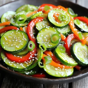 To make Hibachi Zucchini, gather these simple ingredients: - 2 medium zucchini, cut into thin rounds - 1 tablespoon sesame oil - 1 teaspoon soy sauce - 1 teaspoon garlic, minced - 1 teaspoon fresh ginger, finely grated - 1 tablespoon sesame seeds - 1 red bell pepper, sliced into strips - 1 large carrot, peeled and julienned - 2 green onions, sliced thinly - Salt and pepper to taste These fresh vegetables bring great color and taste to your dish. The sesame oil adds a nutty flavor, while garlic and ginger give a nice kick. You can add a few items to make your Hibachi Zucchini even better: - Red pepper flakes for heat - A splash of rice vinegar for tang - Fresh herbs like cilantro or basil for freshness These extras can take your dish to the next level. Feel free to mix and match these options based on your taste. Hibachi Zucchini is not only tasty but also healthy. Here’s a quick look: - Low in calories - High in fiber - Packed with vitamins A and C This dish fits well into many diets. It is great for those wanting to eat more veggies or looking to maintain a healthy lifestyle. Enjoy cooking, and remember, fresh ingredients make a big difference! To get started, wash the zucchini well. You want them clean and fresh. Next, slice the zucchini into thin, even rounds. This helps them cook evenly. Gather all your other ingredients: - 2 medium zucchini, cut into thin rounds - 1 tablespoon sesame oil - 1 teaspoon soy sauce - 1 teaspoon garlic, minced - 1 teaspoon fresh ginger, finely grated - 1 tablespoon sesame seeds - 1 red bell pepper, sliced into strips - 1 large carrot, peeled and julienned - 2 green onions, sliced thinly - Salt and pepper to taste Make sure you have everything ready before cooking. It keeps the process smooth and fun! Heat your hibachi grill or a large skillet over medium-high heat. Add the sesame oil and let it warm for about a minute. You want it hot but not smoking. Once the oil shimmers, add the minced garlic and grated ginger. Cook for about 30 seconds. This step fills your kitchen with a fantastic aroma! Next, add the zucchini rounds and red bell pepper strips. Sauté for 2-3 minutes. Stir occasionally until they start to soften. Now, toss in the julienned carrot. Keep stirring for another 2-3 minutes. All the veggies should become tender but still crisp. Drizzle the soy sauce over the mix and stir well. Season with salt and pepper to your taste. Cook for one more minute to blend the flavors. Finally, sprinkle the sesame seeds and sliced green onions on top. Toss everything gently for a final mix. Remove the skillet from heat. Serve the vibrant dish hot. For a beautiful presentation, use a shallow bowl. Garnish with extra sesame seeds and chopped green onions. A wedge of lemon on the side adds a fresh burst to each bite. Enjoy your delicious hibachi zucchini delight! When picking zucchini, look for medium-sized ones. They should feel firm and smooth. Avoid any that are soft or have blemishes. Fresh zucchini tastes better and cooks evenly. You can use green or yellow zucchini. Both add great flavor. Cooking time is key for perfect hibachi zucchini. Start by sautéing the zucchini for about 2-3 minutes. Stir often to prevent burning. You want them to be tender but still crisp. Overcooked zucchini can become mushy and lose flavor. For best results, keep an eye on them. To boost flavor, you can add other veggies. Try mushrooms or snap peas for a nice crunch. You can also add a splash of rice vinegar for tang. A pinch of red pepper flakes gives a spicy kick. Experiment with different herbs like basil or cilantro for fresh notes. {{image_4}} You can easily add protein to hibachi zucchini. Chicken, shrimp, or tofu work great. To do this, cut the protein into small pieces. Cook it first in the pan before adding the vegetables. This method ensures even cooking and flavor blending. For chicken, aim for about 5-7 minutes. For shrimp, just 3-4 minutes should suffice. Tofu needs a bit more time, around 5-6 minutes, to get a nice sear. For a vegetarian or vegan dish, skip any animal proteins. Instead, consider adding chickpeas or edamame. These options boost protein while keeping the dish plant-based. You can also toss in additional veggies like mushrooms or spinach. Both add texture and flavor without using meat. If you want a creamier texture, consider adding a dollop of avocado. You can swap in seasonal veggies for a fresh twist. In spring, try asparagus or snap peas. Summer calls for bell peppers and corn. Fall is great for butternut squash and Brussels sprouts. In winter, use hearty root vegetables like sweet potatoes or parsnips. This keeps your dish exciting and supports local produce. Each season brings new flavors, so get creative! To store leftover hibachi zucchini, first let it cool completely. Then, place it in an airtight container. You can keep it in the fridge for up to three days. Make sure the lid seals tightly to avoid moisture loss. When you're ready to eat your leftover zucchini, use a skillet or microwave. For the skillet, heat it over medium heat. Add the zucchini and stir for about five minutes. This will help restore its flavor and warmth. If using a microwave, place the zucchini in a safe bowl and cover it. Heat for one to two minutes, checking every 30 seconds. You can freeze hibachi zucchini if you want to save it for later. Spread the cooled zucchini on a baking sheet in a single layer. Freeze for about two hours until firm. Then, transfer it to a freezer bag. Remove as much air as you can before sealing. It can be frozen for up to two months. Yes, you can! Other great veggies include mushrooms, bell peppers, and broccoli. Feel free to mix and match. Each adds unique flavors and textures. Cut zucchini into thin rounds. This helps them cook evenly. Aim for about 1/4 inch thick. Thin slices absorb flavors well and cook quickly. Hibachi cooking uses high heat on a flat surface. This creates a sear and enhances flavors. Other methods, like baking, cook at lower heat and take longer. Absolutely! You can use a skillet or a stovetop griddle. Just heat it well and add sesame oil. The result will still be tasty and enjoyable. Hibachi cooking comes from Japan. It means "fire bowl." Traditionally, it used charcoal to cook food. Today, it often means cooking on a flat grill with high heat. Hibachi zucchini is a fun and tasty dish. You learned about the key ingredients and how to prepare them. We covered cooking steps on the hibachi grill and ways to serve this dish. I shared tips for choosing the right zucchini and cooking it well. You can also add proteins or try seasonal veggies. Storing leftovers is easy, and I shared reheating tips too. Explore the FAQs to clarify any doubts. Enjoy making your hibachi zucchini and customize it as you like!