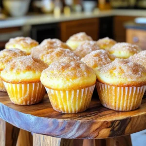 To make the cinnamon sugar donut muffins, you need these simple ingredients: - 1 ½ cups all-purpose flour - 1 cup granulated sugar - 2 teaspoons baking powder - ½ teaspoon baking soda - ½ teaspoon salt - 1 teaspoon ground cinnamon - ½ cup whole milk - ⅓ cup vegetable oil - 1 large egg - 1 teaspoon vanilla extract - ¼ cup unsalted butter, melted (for coating) - Additional cinnamon-sugar mixture: ½ cup granulated sugar + 2 tablespoons ground cinnamon Each ingredient plays a key role in this recipe. The flour provides structure, while the sugar adds sweetness. Baking powder and baking soda help the muffins rise. Salt enhances flavor, and cinnamon gives that warm, cozy touch. Whole milk keeps the muffins moist, and vegetable oil makes them tender. The egg binds everything together, and vanilla adds depth. Finally, the melted butter and cinnamon-sugar mixture create that tasty, crunchy topping. Gather these ingredients, and you are ready to bake! First, set your oven to 350°F (175°C). This heat is perfect for baking. Next, grab a standard muffin tin. You can use paper liners or spray it lightly with non-stick spray. This stops the muffins from sticking. Now, take a large mixing bowl. Add 1 ½ cups of all-purpose flour, 1 cup of granulated sugar, 2 teaspoons of baking powder, ½ teaspoon of baking soda, ½ teaspoon of salt, and 1 teaspoon of ground cinnamon. Use a whisk to combine everything well. You want no dry clumps in the mix. In another bowl, combine ½ cup of whole milk, ⅓ cup of vegetable oil, 1 large egg, and 1 teaspoon of vanilla extract. Whisk these ingredients together until they blend smoothly. This mixture brings moisture to your muffins. Gradually pour the wet mix into the dry ingredients. Use a spatula or wooden spoon to stir gently. Mix until just combined. It's okay if a few lumps remain. Overmixing can make the muffins tough. Spoon the batter into each muffin cup. Fill them about ¾ full. You should have enough for about 12 muffins. This will allow them to rise without overflowing. Place the muffin tin in your preheated oven. Bake for 18-20 minutes. To check if they are done, insert a toothpick into a muffin. If it comes out clean, they are ready. Let them cool in the tin for about 5 minutes. While the muffins cool, mix ½ cup of granulated sugar with 2 tablespoons of ground cinnamon in a small bowl. Stir until it looks uniform. This topping adds a sweet crunch. After cooling, take each muffin out of the tin. Dip the tops into ¼ cup of melted unsalted butter. Then roll them in the cinnamon-sugar mix. Make sure they are well coated. Place the muffins on a wire rack. This helps them cool slightly before serving. Enjoy your warm, tasty treats! To get a soft and fluffy muffin, focus on the right balance of ingredients. Use the correct amount of flour, as too much can make them dense. The combination of whole milk and oil adds moisture. This keeps your muffins tender and light. Remember, muffins should have a slightly crumbly texture, not too dry or wet. Accurate measurements matter. Use a dry measuring cup for flour and sugar. Spoon the flour into the cup instead of scooping it. This prevents packing the flour, which can lead to too much flour in your mix. Use a scale for precise amounts if you have one. It makes baking much easier. Mix your batter gently. Overmixing creates tough muffins. When you combine wet and dry ingredients, stir just until you see no dry flour. A few small lumps are okay. They will bake out and help keep your muffins soft. Use a standard muffin tin for this recipe. Silicone liners or parchment paper work well to prevent sticking. A whisk helps blend wet ingredients smoothly. A spatula is great for mixing without overmixing. Finally, keep a toothpick handy to check for doneness. It’s a simple but effective tool! {{image_4}} You can spice up your cinnamon sugar donut muffins easily. Here are some fun ideas: - Chocolate Chips: Add ½ cup of chocolate chips to the batter. - Nutmeg: Swap some cinnamon for nutmeg for a warm twist. - Fruit Zest: Try adding lemon or orange zest for a fresh flavor. - Nuts: Chopped walnuts or pecans give a nice crunch. If you need gluten-free muffins, use a gluten-free flour blend. This blend can replace regular flour in a 1:1 ratio. Make sure to check for a blend that includes xanthan gum. This adds structure to the muffins. To make these muffins dairy-free, swap whole milk for almond milk or oat milk. Use a dairy-free butter for coating the muffins. This keeps the texture rich and tasty without the dairy. Enjoy these delicious options! To keep your cinnamon sugar donut muffins fresh, store them in an airtight container. This helps keep them moist and soft. You can also use plastic wrap if you don't have a container. Place them at room temperature for up to three days. If you want them to last longer, consider freezing them. To freeze your muffins, first let them cool completely. Then, wrap each muffin tightly in plastic wrap. Place the wrapped muffins in a freezer-safe bag or container. They can stay frozen for about three months. When you want one, just take it out of the freezer. To reheat a muffin, you can use the microwave or the oven. For the microwave, place the muffin on a plate and heat it for 10-15 seconds. If you prefer using an oven, preheat it to 350°F (175°C). Then, wrap the muffin in aluminum foil and bake for about 5-10 minutes. This warms it up and keeps it soft. Enjoy your tasty treat! You can use melted coconut oil or canola oil. Both give a nice flavor and texture. Applesauce is another healthy option. It adds moisture without extra fat. Yes, you can use brown sugar. It will add a richer taste. The muffins may turn a bit darker too. Adjust the amount to your taste. Check for a toothpick test. Insert a toothpick in the center of a muffin. If it comes out clean, your muffins are ready. They should be lightly golden on top. Yes, you can. Use a flax egg or applesauce instead. Mix 1 tablespoon of flaxseed meal with 2.5 tablespoons of water. Let it sit for 5 minutes. This will bind your muffins well. These muffins stay fresh for about 2-3 days. Keep them in an airtight container at room temperature. For longer storage, you can freeze them for up to 3 months. You learned how to make delightful cinnamon sugar muffin donuts. We covered essential ingredients, clear steps, and helpful tips. You can explore fun variations to fit your needs. With storage and reheating tips, your muffins will stay fresh longer. Baking is meant to be enjoyable, so don’t stress! Try these muffins for a tasty treat, and share them with friends. You’ll love how simple and satisfying they are. Happy baking!