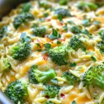 To make One Pot Broccoli Cheddar Orzo, you need a few key items. Here’s what you will need: - 1 cup of orzo pasta - 3 cups of vegetable broth - 2 cups of fresh broccoli florets - 1 cup of sharp cheddar cheese, shredded - 1 cup of milk (or almond milk for a dairy-free alternative) - 1 tablespoon of extra virgin olive oil - 1 small onion, finely chopped - 2 cloves of garlic, minced - 1 teaspoon of onion powder - Salt and freshly ground black pepper to taste - 1/4 teaspoon of red pepper flakes (optional for a spicy kick) - Fresh parsley, chopped, for garnish Gather these ingredients to create a rich and creamy meal. Using fresh broccoli adds a nice crunch and color. The sharp cheddar gives the dish its signature flavor. You can swap the milk for almond milk to keep it dairy-free, making this dish friendly for more diets. Each ingredient plays a role in building layers of taste. To start, heat one tablespoon of extra virgin olive oil in a large pot over medium heat. Once the oil is hot, add one small onion, finely chopped, and two minced garlic cloves. Sauté these for about three to four minutes. You want the onion to turn translucent and fragrant. This step builds a great flavor base. Next, add one cup of orzo pasta to the pot. Cook it for one to two minutes while stirring often. This toasting adds a nice nutty flavor to the pasta. Now, carefully pour in three cups of vegetable broth. Stir to combine, and bring this mixture to a gentle simmer. It's time to add two cups of fresh broccoli florets. Also, add one teaspoon of onion powder. Season with salt, freshly ground black pepper, and, if you like it spicy, add a pinch of red pepper flakes. Cover the pot with a lid. Allow it to cook for about ten to twelve minutes. Stir occasionally to ensure the orzo cooks evenly. This will make the orzo tender while absorbing the broth, creating a creamy texture. Once the orzo is cooked to your liking, reduce the heat to low. Stir in one cup of milk and one cup of shredded sharp cheddar cheese. Keep mixing until the cheese melts completely, making the dish creamy. Taste and adjust the seasoning if needed. After that, remove the pot from the heat. Let it sit for a couple of minutes. This resting time helps the orzo thicken, enhancing the creamy consistency. Finally, garnish your dish with chopped fresh parsley before serving. This adds a bright touch and makes it look beautiful! To boost flavor, use fresh spices. Onion powder adds a nice base. Fresh herbs like parsley give a vibrant touch. If you crave heat, sprinkle in red pepper flakes. Just a little bit can elevate your dish. For creaminess, stir in cheese slowly. Let it melt fully before serving. This gives you a smooth texture. Don't skip resting time. Letting it sit for a couple of minutes thickens the orzo. This makes every bite rich and satisfying. Fresh broccoli shines in this dish. Its crunch and color enhance the meal. If you're short on time, frozen broccoli works too. Just thaw and add it in towards the end. It cooks quickly and still tastes great. {{image_4}} For a tasty dairy-free meal, you can swap out the cheddar cheese. Use a plant-based cheese that melts well. Brands like Daiya or Violife work great for this. For milk, replace regular milk with almond milk or oat milk. These options keep the dish creamy and delicious without dairy. You can add protein to make this dish heartier. For meat lovers, cooked chicken works well. Just shred it and stir it in at the end. If you want a vegetarian option, use tofu. Cube the tofu and sauté it with the onion and garlic. This gives it a nice flavor before adding the orzo. Pair this creamy orzo with a fresh salad or some crusty bread. A simple green salad with lemon dressing adds a nice crunch. If you want to turn this dish into a casserole, pour it into a baking dish. Top it with extra cheese or breadcrumbs and bake until golden. This gives it a great crispy texture on top! To store your One Pot Broccoli Cheddar Orzo, place it in an airtight container. This helps keep the dish fresh. Make sure it cools completely before sealing. You can safely store it in the fridge for about 3 to 4 days. If you want to enjoy it later, just reheat small portions in the microwave or on the stovetop. If you want to freeze the orzo, use a freezer-safe container. Let it cool first to avoid forming ice crystals. It can stay fresh for up to 3 months in the freezer. When you’re ready to eat it, thaw it in the fridge overnight. Reheat on low heat, adding a splash of milk to keep it creamy. This helps bring back its delightful texture. Yes, you can! If you want to mix it up, try these cheese options: - Monterey Jack - Gouda - Cream cheese - Vegan cheese if you need a dairy-free choice These cheeses melt well and add a unique flavor to your dish. Experiment to find your favorite! Orzo is not gluten-free; it’s made from wheat. If you need a gluten-free option, try these: - Rice pasta - Quinoa pasta - Chickpea pasta Each of these alternatives cooks well in this recipe and keeps the creamy texture. To add some heat, try these tips: - Increase red pepper flakes to taste. - Add diced jalapeños or a dash of hot sauce. - Stir in a bit of cayenne pepper. These options will give your dish a tasty kick without overpowering the cheese flavor! This blog post covered a creamy orzo dish with broccoli and cheese. You learned the key ingredients, step-by-step instructions, and helpful tips. We explored tasty variations and smart storage options. Making this dish can be simple and fun. Whether you stick to the original recipe or experiment, you're sure to enjoy it. Cooking can bring joy and comfort. So grab those ingredients, and let’s get started!
