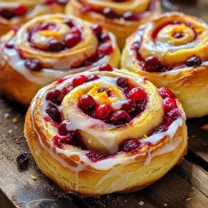 - 4 cups all-purpose flour - 1/4 cup granulated sugar - 1 packet (2 1/4 tsp) instant yeast - 1/2 teaspoon salt - 1/2 cup whole milk - 1/4 cup unsalted butter - 2 large eggs - Zest of 1 medium orange - 1 cup fresh cranberries - 1 teaspoon ground cinnamon - 1/4 cup fresh orange juice The main ingredients for Cranberry Orange Sweet Rolls are simple yet essential. First, all-purpose flour provides the base. It gives the rolls their soft structure. Granulated sugar adds sweetness, balancing the tartness of cranberries. Instant yeast helps the dough rise quickly. Salt enhances the flavors and controls fermentation. Warmed whole milk and melted butter enrich the dough. They add moisture and create a tender crumb. Two large eggs contribute to the dough's richness. The zest of one medium orange brings a bright, fresh flavor. Fresh cranberries give a burst of tartness, while ground cinnamon adds warmth. Finally, fresh orange juice ties the flavors together. - 1 cup powdered sugar - 2-3 tablespoons fresh orange juice - Zest of 1 medium orange For the glaze, start with powdered sugar. This gives a sweet and smooth finish. Fresh orange juice adds tang and brightness. Use orange zest for an extra flavor kick. The combination creates a perfect topping for the warm rolls. Each ingredient plays a key role in making these rolls soft and irresistible. The balance of flavors makes every bite delightful. First, gather your dry ingredients. In a large bowl, mix together: - 4 cups all-purpose flour - 1/4 cup granulated sugar - 1 packet (2 1/4 tsp) instant yeast - 1/2 teaspoon salt Make sure to mix these well so they blend perfectly. Now, in another bowl, blend the wet ingredients. Combine: - 1/2 cup whole milk (warmed to about 110°F) - 1/4 cup unsalted butter (melted) - 2 large eggs (at room temperature) - Zest of 1 medium orange Mix these until smooth. Then, slowly pour the wet mix into the dry mix. Stir with a wooden spoon until just combined. Gradually add the remaining flour, one cup at a time, until the dough feels a bit sticky but easy to handle. Next, it’s time to knead the dough. Dust your work surface with flour. Transfer the dough and knead it for about 5-7 minutes. It should feel smooth and elastic. After kneading, place the dough in a greased bowl. Cover it with a clean towel. Let it rise in a warm spot for about 1 hour, or until it doubles in size. After the first rise, gently punch the dough down to release the air. Roll it out on a floured surface into a rectangle of about 12x18 inches. In a small bowl, mix: - 1 cup fresh cranberries (finely chopped) - 1 teaspoon ground cinnamon - 1/4 cup fresh orange juice Spread this mixture evenly over the rolled-out dough. Starting from one long edge, roll the dough tightly into a log shape. Seal the seam by pinching it closed. Use a sharp knife to cut the log into 12 equal pieces. Place the pieces cut-side up in a greased baking dish, close together. Cover with a towel and let them rise for another 30 minutes. Now, preheat your oven to 350°F (175°C). While the oven heats, let the rolls complete their second rise. Once ready, bake the rolls for 25-30 minutes. They should puff up and turn golden brown on top. While the rolls bake, prepare the glaze. In a mixing bowl, whisk together: - 1 cup powdered sugar - 2-3 tablespoons fresh orange juice - Zest of 1 medium orange Adjust the juice for your desired thickness. Once the rolls are out of the oven, let them cool in the baking dish for about 10 minutes. Drizzle the glaze over the warm rolls for a sweet finish. Enjoy! To make soft rolls, you need the right dough texture. The dough should feel slightly sticky but not wet. Knead the dough until it is smooth and elastic. This helps develop gluten, which makes the rolls rise nicely. Using room temperature ingredients is key. Cold eggs or milk can slow down yeast activity. Warmed milk helps the yeast work better. Let your eggs sit out for a bit before starting. This simple step makes a big difference in the final product. Even baking is important for perfect rolls. Place your baking dish in the center of the oven. This ensures even heat around the rolls. If your oven has hot spots, rotate the dish halfway through baking. To check for doneness, look for a golden brown top. You can also tap the bottom of a roll; it should sound hollow. This means they are baked through. The glaze should be smooth and easy to drizzle. If it is too thick, add more orange juice. If too thin, add more powdered sugar. You can adjust to your liking. For a fun twist, try adding a splash of vanilla extract or almond extract to the glaze. This adds a nice layer of flavor that complements the rolls. {{image_4}} You can change the fruit in these rolls. Using dried cranberries gives a sweeter taste. Dried fruit also adds a chewy texture. If you prefer, you can add raisins or cherries. Both fruits pair nicely with the orange flavor. Cherries add a tartness that brightens the rolls. Feel free to mix and match to find your favorite combo! Glazes can give your rolls a special touch. You can try flavors like vanilla or almond extract. Both add a unique twist to the glaze. To make a vanilla glaze, just mix vanilla extract with the powdered sugar and orange juice. For an almond glaze, use almond extract instead. These flavors can change the whole feel of the rolls. Experiment and see what you enjoy best! If you need gluten-free rolls, you can adapt the recipe. Use a gluten-free flour blend instead of all-purpose flour. Look for blends that have xanthan gum in them. This helps give the dough the right texture. You might also want to add a bit more liquid. This ensures the rolls stay soft and moist. Remember to check your ingredients for hidden gluten. Enjoy your sweet rolls without worry! To keep your Cranberry Orange Sweet Rolls fresh, store them in an airtight container. This helps maintain their softness. You can also wrap them in plastic wrap for extra protection. For longer storage, freeze the rolls. Allow them to cool completely before wrapping each roll tightly in plastic wrap. Place the wrapped rolls in a freezer bag, removing as much air as possible. This will prevent freezer burn and keep them safe for up to three months. To reheat, simply take out the rolls and let them thaw in the fridge overnight. Once thawed, heat them in the oven at 350°F (175°C) for about 10 minutes. This will revive their soft texture. You can also microwave them for 15-20 seconds for a quick fix. Cranberry Orange Sweet Rolls last about 2-3 days at room temperature. Keep them in an airtight container to ensure freshness. If you refrigerate them, they can last up to a week. Frozen rolls can last for up to three months. After that, they may lose taste and texture. When stored properly, you can enjoy these sweet rolls for a long time! Yes, you can prepare the dough in advance. Make the dough and let it rise. After the first rise, cover it tightly with plastic wrap or foil. You can store it in the fridge overnight. The next day, let it come to room temperature before rolling and shaping. To make these rolls vegan, swap the eggs for flax eggs. Mix one tablespoon of ground flaxseed with three tablespoons of water. Let it sit for a few minutes to thicken. For milk, use almond milk or soy milk. Replace butter with coconut oil or vegan butter. These rolls pair well with many drinks and sides. Try serving them with hot tea or coffee. A nice orange juice is a great choice too. For sides, consider a light fruit salad or yogurt. These options complement the sweet and tart flavors. Yes, you can use dried cranberries. They will make the rolls sweeter and chewier. Dried cranberries also have a softer texture compared to fresh ones. If you choose dried, cut back on added sugar in the filling. This will balance the flavors nicely. These Cranberry Orange Sweet Rolls are a delightful treat to make and share. We covered the key ingredients, mixing steps, and baking tips. With a bit of practice, you can perfect the dough and glaze. Don’t hesitate to try different fruits or adjust the glaze to your taste. Enjoy these rolls fresh or store them for later. No matter how you enjoy them, they will surely brighten your day. Your kitchen will smell amazing, and each bite will be worth it. Happy baking!