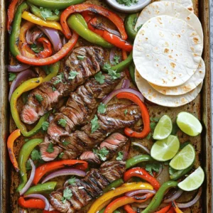 - 1 pound flank steak, thinly sliced against the grain - 2 bell peppers (1 red and 1 green), sliced into strips - 1 medium red onion, sliced into wedges - 4 cloves garlic, finely minced - 1/4 cup unsalted butter The flank steak gives a nice, tender bite. Bell peppers and onions add color and crunch. Garlic and butter bring rich flavor to the dish. - 2 tablespoons extra virgin olive oil - 2 teaspoons chili powder - 1 teaspoon ground cumin - 1 teaspoon smoked paprika - Salt and freshly cracked black pepper to taste These seasonings bring warmth and depth. Olive oil helps the flavors coat the steak and veggies well. Adding salt and pepper enhances every bite. - Fresh cilantro, chopped (for garnish) - Lime wedges (for serving) - Warm tortillas (flour or corn) Fresh cilantro adds brightness. Lime wedges offer a zesty kick. Warm tortillas are perfect for wrapping up the fajitas. Enjoy every bite! Start by preheating your oven to 400°F (200°C). This step is key for roasting the steak and veggies perfectly. A hot oven helps them get that nice caramelized look and taste. In a large bowl, mix the thinly sliced flank steak with the bell peppers and red onion. Make sure all the pieces are mixed well. This way, every bite gets the right flavor. Next, melt the unsalted butter in a small pan over medium heat. After it melts, add the minced garlic. Sauté for 1-2 minutes until it smells great. Don’t let it brown! Then, stir in chili powder, cumin, smoked paprika, salt, and pepper. This garlic butter mix is the magic for your fajitas. Drizzle the garlic butter mix over the steak and veggies in the bowl. Add the extra virgin olive oil too. Use tongs or your hands to toss everything together. Make sure each piece is coated well with the tasty spices and butter. Now, transfer the seasoned steak and vegetables to a large sheet pan. Spread them out in a single layer. Avoid crowding the pan; this helps them roast evenly and get nice and crispy. Place the sheet pan in the hot oven. Roast for about 15-20 minutes. Check for doneness halfway through and stir to ensure even cooking. Once done, take them out and let the fajitas rest for a few minutes. This helps the flavors come together. Serve them on warm tortillas, topped with fresh cilantro and lime wedges. Enjoy that burst of flavor! To make the best fajitas, avoid overcrowding the pan. When you spread the steak and veggies out, they roast better. This helps them caramelize and not steam. Stirring halfway through cooking is key. It helps everything cook evenly, so you get a nice texture. You can boost the taste by adding more spices or marinades. Try a splash of lime juice or some fresh herbs. Letting the fajitas rest for a few minutes after cooking is also smart. This resting time lets the flavors mix, making every bite more tasty. If you want to switch things up, try different cooking methods. You can grill the steak or use a stovetop skillet. High-heat roasting gives a nice char, while regular baking is more gentle. Both methods work, but high heat adds a fun crunch to the veggies. {{image_4}} You can switch up the protein in these fajitas. Chicken works great here. Just slice it thinly like the steak. Shrimp is another tasty option. Use medium-sized shrimp and cook them for a shorter time. For a vegetarian twist, try marinated tofu or tempeh. Both can soak up the garlic butter flavor well. Feel free to add more vegetables. Zucchini is a great choice. Slice it into half-moons and toss it in. Mushrooms bring a nice umami taste. You can use any type you like. Corn adds sweetness and color. Seasonal vegetables like asparagus or cherry tomatoes can also shine in this dish. Use what you find fresh at the market. Want it mild? Just skip the chili powder. You can also use sweet paprika instead. For heat, try fresh chilis. Jalapeños or serranos work well. If you love hot sauce, drizzle some on top before serving. This way, everyone can adjust the heat to their taste. To keep your fajitas fresh, store them in the fridge. Place them in airtight containers. This helps keep the flavors intact and stops them from drying out. Make sure to label the containers with the date. Use your leftovers within three days for the best taste. When it's time to enjoy leftovers, reheating is simple. You can use the microwave or a skillet. If using the microwave, heat in short bursts. Stir in between to ensure even heating. If using a skillet, add a bit of oil. Heat on medium until warm. This keeps the flavors fresh and tasty. You can also freeze your cooked fajitas. First, let them cool completely. Then, place them in freezer-safe bags or containers. Remove as much air as possible before sealing. This prevents freezer burn. When you're ready to eat, thaw them in the fridge overnight. Reheat them on the stove or in the microwave for a quick meal. Yes, you can use other cuts. Skirt steak works well too. Sirloin and ribeye are also good choices. Just slice them thinly against the grain for tenderness. Each cut adds a unique flavor to your fajitas. To spice up your fajitas, add fresh jalapeños. You can also use cayenne pepper or hot sauce. Mixing in a pinch of red pepper flakes boosts the heat, too. Experiment with spices to find your perfect kick. Steak fajitas pair great with rice or beans. A fresh salad adds crunch. Guacamole and sour cream are tasty toppings. Serve with warm tortillas for a full meal. Corn on the cob is another fun side. Check the steak's color. It should be brown on the outside. Use a meat thermometer for accuracy. Aim for 130°F for medium-rare and 145°F for medium. Let it rest for a few minutes before serving. Yes, you can make the garlic butter sauce ahead. Store it in the fridge for up to a week. Reheat it gently before using. This makes meal prep easier and saves you time! This article covered how to make delicious fajitas. You learned about the main ingredients like flank steak, bell peppers, and garlic butter. I shared steps for roasting, tips for perfect flavor, and variations to try. Remember, you can use different proteins or veggies for your own twist. Store leftovers properly and reheat for the best taste. Fajitas can easily fit your style and preferences, making them a fun meal to enjoy at home. Happy cooking!