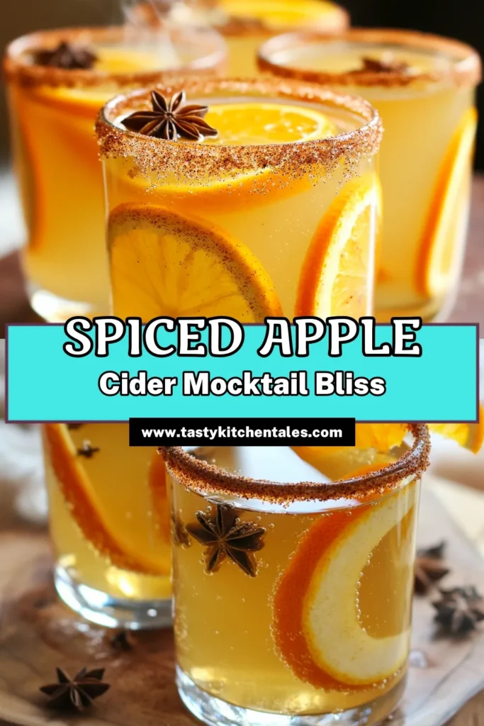 Enjoy the cozy flavors of autumn with this delightful Spiced Apple Cider Mocktail recipe! With fresh apple cider, warming spices, and a fizzy finish, it's the perfect non-alcoholic drink for gatherings or a relaxing evening. Follow our easy steps to create a warm aroma and beautiful presentation that will impress your guests. Click to discover how to make this tasty treat today! #AppleCider #MocktailRecipe #FallDrinks #HealthyBeverage