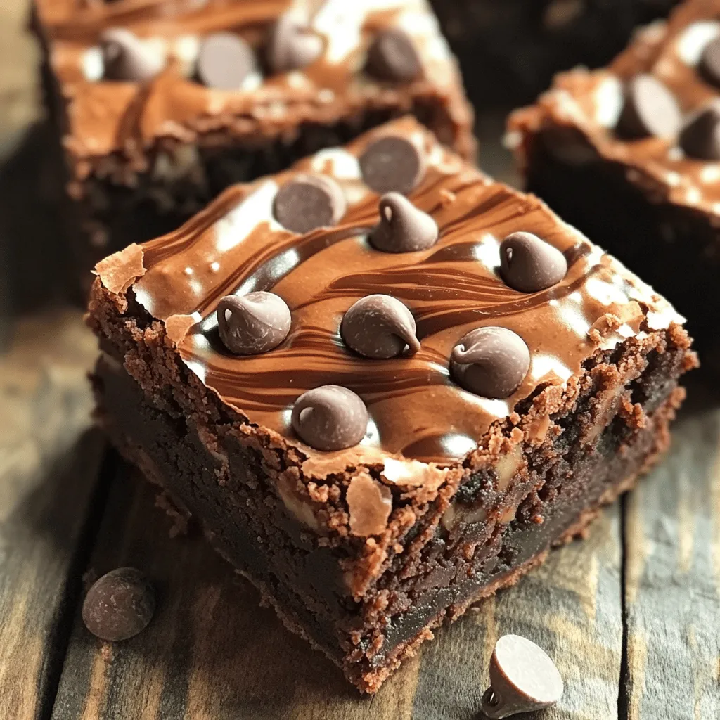 To make Nutella brownies, you will need: - 1 cup all-purpose flour - 1/2 cup unsweetened cocoa powder - 1 teaspoon baking powder - 1/4 teaspoon fine sea salt - 1/2 cup unsalted butter, melted and slightly cooled - 1 cup granulated sugar - 2 large eggs, at room temperature - 2 teaspoons pure vanilla extract - 1/2 cup Nutella (plus more for swirling) - 1/2 cup semi-sweet chocolate chips (optional) Each ingredient plays a key role. The flour gives structure, while cocoa adds rich flavor. Baking powder helps the brownies rise. The salt balances the sweetness. Melted butter makes them soft and moist. Sugar provides sweetness, and eggs bind everything together. Vanilla extract adds depth to the taste. Nutella brings that chocolate-hazelnut goodness, and chocolate chips add extra indulgence. If you need swaps, here are some options: - Use whole wheat flour for a heartier texture. - Swap cocoa powder with dark cocoa for a richer flavor. - Coconut oil can replace unsalted butter for a dairy-free option. - Try brown sugar instead of granulated sugar for a deeper taste. - If you’re out of eggs, use flaxseed meal mixed with water as a binder. - Almond butter can stand in for Nutella if you prefer a nut flavor. These swaps keep the brownies delicious while catering to different needs. Start by preheating your oven to 350°F (175°C). This ensures even baking. Next, take an 8x8 inch baking pan. You can grease it lightly or line it with parchment paper. If you line it, make sure some paper hangs over the edges. This will help you lift the brownies out later. In a medium bowl, sift together the all-purpose flour, unsweetened cocoa powder, baking powder, and fine sea salt. Sifting helps mix these dry ingredients well. Once done, set this bowl aside. In a large bowl, combine the melted butter and granulated sugar. Use a whisk to mix until smooth. Now, add the two large eggs, one at a time. Whisk well after each egg. The mixture should look creamy. Finally, stir in the pure vanilla extract until it blends in fully. Now it’s time to combine the dry mixture with the wet mixture. Use a spatula to fold the dry ingredients into the wet ones. Mix gently until just combined. It’s okay if a few streaks of flour remain. Pour half of the brownie batter into the prepared pan. Use a spatula to smooth it out. Next, drop spoonfuls of Nutella evenly on top of the batter. Take a knife or skewer to swirl the Nutella into the batter. Be careful not to overdo it; you want a nice marble effect. After that, pour the rest of the brownie batter on top. Use the spatula again to smooth it out. Add more dollops of Nutella on top and swirl again. Bake your brownies in the preheated oven for 25-30 minutes. To check if they are done, insert a toothpick into the center. It should come out with a few moist crumbs but no wet batter. This means they are ready! Once baked, let them cool in the pan for at least 10 minutes. Use the parchment paper to lift them out and place them on a wire rack to cool completely. Now you can slice them into 16 squares and enjoy with friends and family! To create a lovely swirl, use a knife or skewer. Gently drop spoonfuls of Nutella across the batter. Then, swirl it in with soft, smooth movements. Avoid over-mixing; you want bold swirls, not a single color. This makes your brownies look beautiful and appetizing. For chewy brownies, avoid over-mixing your batter. Mix just until the flour disappears. Also, baking for the right time is key. Check the brownies around 25 minutes. They should have a few moist crumbs on the toothpick. If you bake too long, they will turn dry. Serve your brownies with flair! Dust them with powdered sugar for a sweet touch. You can also drizzle melted Nutella on top. If you want to impress, add a scoop of vanilla ice cream beside each piece. This makes your dessert look fancy and taste even better. {{image_4}} If you want to make nut-free brownies, you can skip the Nutella. Use sunflower seed butter instead. This gives a similar creamy texture. You can also use a chocolate spread that is nut-free. Look for brands that say "nut-free" on the label. To make your brownies even more tasty, add nuts or spices. Chopped walnuts or pecans add a nice crunch. If you like spices, try adding a pinch of cinnamon or espresso powder. This gives a rich flavor without changing the base. You can also mix in some mint or orange zest for a fresh twist. For a gluten-free option, swap all-purpose flour with almond flour or a gluten-free blend. Make sure the baking powder is gluten-free too. These changes keep the brownies chewy and delicious. You won’t miss the gluten at all! To keep your Nutella brownies fresh, store them in an airtight container. Place parchment paper between layers to avoid sticking. Keep them at room temperature for the best taste. Avoid exposing them to heat or direct sunlight. If you want to enjoy them later, freezing is a great option. When stored correctly, these brownies last about 3 to 4 days at room temperature. If you keep them in the fridge, they can last up to a week. The flavor may change slightly in colder environments, but they will still taste great. Just make sure to check for any signs of spoilage before you dig in. For freezing, wrap the brownies well in plastic wrap. Then place them in a freezer-safe bag. Make sure to label the bag with the date. They can stay fresh for up to 3 months in the freezer. When ready to enjoy, thaw them overnight in the fridge. You can also warm them in the microwave for a cozy treat. Yes, you can make Nutella brownies without eggs. You can use unsweetened applesauce or mashed bananas as a substitute. This will keep the brownies moist and help them hold together. Use 1/4 cup of either for each egg. To check if brownies are done, insert a toothpick in the center. If it comes out with a few moist crumbs, they are done. If it has wet batter, they need more time. Bake them for 25-30 minutes and check early to avoid overbaking. Nutella brownies pair well with several treats. A scoop of vanilla ice cream adds creaminess. Fresh berries bring a tart balance. You can also serve whipped cream or a drizzle of extra Nutella for a rich touch. Yes, you can use other nut spreads. Almond butter or peanut butter work well. Choose spreads that have a similar texture to Nutella. This keeps the same creamy and rich flavor profile. To reheat brownies, place them in the oven at 350°F (175°C) for 5-10 minutes. You can also use the microwave for 10-15 seconds. This will warm them up and make them soft again. Enjoy your tasty treat! You now have all you need to make delicious Nutella brownies. We covered the ingredients, detailed measurements, and even substitutions. I shared step-by-step instructions that make it easy. You learned tips for achieving the perfect swirl and chewy texture. Try different variations, like nut-free or gluten-free options. Remember how to store and reheat your brownies to keep them fresh. Enjoy baking these tasty treats and impress your friends and family with your skills!