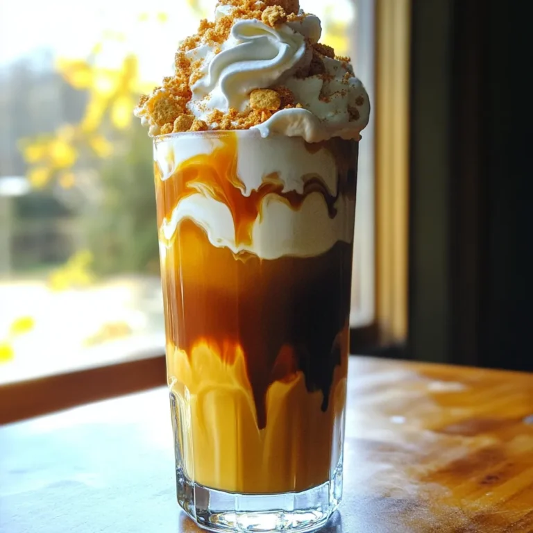 - 1 cup cold brew coffee - 1/2 cup almond milk (or your preferred milk) - 1/4 cup pumpkin puree - 2 tablespoons maple syrup (adjust based on sweetness preference) - 1/2 teaspoon vanilla extract - 1/2 teaspoon pumpkin spice blend (or a homemade mix of cinnamon, nutmeg, and allspice) - Whipped cream (for a luscious topping) - Optional: crushed graham crackers or toasted pumpkin seeds for garnish The main ingredients create a rich flavor. Cold brew coffee gives a smooth base. Pumpkin puree adds creaminess and earthiness. Almond milk makes it light, but you can use any milk you like. If you want a sweet drink, maple syrup works best. The vanilla extract adds warmth, while pumpkin spice brings fall vibes. For dietary needs, you can swap almond milk for oat or coconut milk. If you're vegan, use a plant-based whipped cream or skip it. For a nut-free version, choose soy milk. You can also play with toppings. Crushed graham crackers add crunch. Toasted pumpkin seeds give a nutty touch. Both options make your drink even more fun and tasty! To make the pumpkin cream, start by mixing the ingredients in a bowl. Combine the pumpkin puree, almond milk, maple syrup, vanilla extract, and pumpkin spice. Use a whisk to blend until smooth and creamy. This method ensures a nice texture without lumps. For the right consistency, aim for a creamy blend that pours easily. If it's too thick, add a bit more almond milk. If you want it colder, chill the mixture in the fridge for about 10 minutes before using. Now, it’s time to put it all together. Take a tall glass and fill it halfway with cold brew coffee. Carefully spoon the pumpkin cream mixture on top. This layering looks great and keeps the flavors separate for now. Use a long spoon or straw to stir gently. You want the flavors to mix but stay beautifully swirled. If you like your drink extra cold, add ice cubes before topping it with whipped cream. This keeps your cold brew refreshing and chilled. For a fun presentation, serve your drink in a clear glass to show off the layers. Top it with a generous amount of whipped cream. To make it festive, sprinkle crushed graham crackers or toasted pumpkin seeds on top. Pair your Pumpkin Cream Cold Brew with a slice of pumpkin bread or a warm scone. These snacks complement the drink well. This beverage is perfect for crisp autumn days or cozy gatherings. Enjoy it while watching the leaves change colors! To get the best flavor from your cold brew, aim for a brew time of 12 to 24 hours. This will help extract the rich coffee notes without the bitterness. For beans, select a medium roast for a balanced taste. My favorite choices are Colombian or Ethiopian beans. They add great depth. For equipment, a simple cold brew maker works well. You can also use a large jar or pitcher. Just strain the coffee with a fine mesh sieve or coffee filter. This ensures a smooth sip every time. If you want to change the sweetness, try using honey, agave, or stevia. Each offers a unique flavor twist. Adjust based on your taste. For creaminess, almond milk is my go-to, but oat milk is also great. Both give a nice, rich texture. To achieve a creamier drink, blend your pumpkin cream mixture longer. This adds air and makes it light and fluffy. You can make your Pumpkin Cream Cold Brew a breakfast option. Pair it with oatmeal or pancakes. Add pumpkin spice to your pancakes for a tasty combo. For a hearty drink, consider adding protein. A scoop of protein powder blends well. Greek yogurt on the side adds more protein and pairs nicely with the fall flavors. Enjoy this as a full meal to start your day right! {{image_4}} For a dairy-free version, almond milk works great. It adds a nice nutty flavor. You can also try oat milk for a creamier texture. To adjust sweetness for vegan diets, use maple syrup or agave nectar. Both offer a natural sweetness. You might like to start with less and add more if needed. Instead of whipped cream, try coconut whipped cream. It gives a rich taste and is vegan-friendly. You can whip it yourself or buy it ready-made. Want to add a twist? Chocolate syrup can make your drink a mocha delight. Drizzle some inside the glass before adding the cold brew. Caramel sauce is another fun option. It adds a sweet richness that pairs well with pumpkin. Experiment with spices, too. Adding nutmeg or ginger can change up the flavor profile. You can also infuse seasonal fruits like apples or pears. Just blend them into the pumpkin cream for a fruity twist. To reduce sugar, try using less maple syrup. You can also opt for a sugar substitute like stevia. Using unsweetened pumpkin puree cuts down on calories, too. It keeps the pumpkin flavor without extra sugar. For toppings, skip the whipped cream and use a sprinkle of cinnamon. Or, try a few pumpkin seeds for crunch and flavor without the extra calories. To keep your cold brew coffee fresh, store it in the fridge. Use an airtight container. This helps prevent it from absorbing other flavors. Cold brew will stay good for about one week. If you add the pumpkin cream mixture, use it within three days. The pumpkin puree can spoil quickly, so keep an eye on it. To maintain flavor, always seal your containers well. If you have busy mornings, making your drink ahead is smart. You can prep the pumpkin cream mixture the night before. Just store it in the fridge in a jar. This way, it’s ready to go in the morning. You can also make a larger batch. Fill a pitcher with cold brew for quick serving. Glass or plastic containers work well for storage. Just make sure they are sealed tight. This keeps everything fresh, so you can enjoy your pumpkin cream cold brew anytime! The pumpkin spice cream cold brew is a rich, cool drink. It blends cold brew coffee with a creamy pumpkin mix. Here are the main ingredients: - 1 cup cold brew coffee - 1/2 cup almond milk (or your preferred milk) - 1/4 cup pumpkin puree - 2 tablespoons maple syrup - 1/2 teaspoon vanilla extract - 1/2 teaspoon pumpkin spice blend - Whipped cream (for a topping) This drink tastes different from regular cold brews. The pumpkin spice adds warmth and a touch of sweetness. The creamy texture makes it a perfect fall treat. You can sip it on a chilly day or enjoy it as a sweet pick-me-up. Yes, you can prepare pumpkin cream cold brew in advance. I suggest making the pumpkin cream mixture ahead of time. Store it in the fridge for up to three days. Just keep it in a sealed container. When you want to enjoy your drink, pour cold brew coffee into a glass. Add the prepared pumpkin cream on top. Stir gently to combine. If you want it extra cold, add ice before serving. You can find great pumpkin cream cold brews at local coffee shops. Many cafes begin serving them in early fall. They often have their own twist on the classic recipe. If you prefer to make it at home, you can also purchase pumpkin-flavored coffee products online. Some brands offer pumpkin coffee syrups or creamers that mimic this flavor. Check your favorite grocery store or online retailer. Yes, most ingredients in pumpkin cream cold brew are gluten-free. The cold brew coffee and almond milk do not contain gluten. The pumpkin puree, maple syrup, and spices are also safe for gluten-free diets. However, always check labels. Some brands may use gluten-containing additives. If you are unsure, prepare your drink with fresh, whole ingredients to ensure it is gluten-free. You can get creative with your pumpkin cream cold brew! Here are some ideas: - Sweetness: Adjust the maple syrup to your taste. You can use honey or agave syrup as alternatives. - Milk Options: Swap almond milk with oat milk, soy milk, or regular milk for different flavors. - Flavor Boosts: Add a splash of chocolate syrup or caramel for extra sweetness. - Spices: Experiment with cinnamon, nutmeg, or even cardamom to change the spice profile. - Toppings: Try whipped coconut cream or sprinkle cinnamon on top for a fun finish. These tweaks can help you tailor the drink to your liking and dietary needs. Enjoy experimenting! This post covered everything you need for a tasty Pumpkin Cream Cold Brew. We discussed the main ingredients, step-by-step preparation, and tips for the perfect brew. I shared variations to fit your taste, along with storage advice for busy days. Remember to have fun with your drink and make it your own. With a bit of creativity, you can enjoy this treat any way you like. Now, go ahead and impress your friends with your cold brew skills!