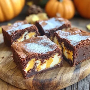 To make these delicious brownies, gather the following ingredients: - 1 cup all-purpose flour - 1 teaspoon baking powder - 1/2 teaspoon baking soda - 1/4 teaspoon salt - 1 teaspoon ground cinnamon - 1/2 teaspoon ground nutmeg - 1/2 cup unsalted butter, melted and slightly cooled - 1 cup granulated sugar - 2 large eggs, at room temperature - 1 teaspoon vanilla extract - 1/2 cup pumpkin puree - 8 oz cream cheese, softened to room temperature - 1/4 cup powdered sugar - 1 egg yolk These items are key for rich flavor and smooth texture. The spices, like cinnamon and nutmeg, give warmth and depth. You can adjust the recipe for different needs. Here are a few ideas: - Gluten-Free: Use a gluten-free flour blend instead of all-purpose flour. - Dairy-Free: Swap cream cheese for a dairy-free version, like cashew cream. - Sugar-Free: Replace granulated sugar with a sugar substitute, like stevia or erythritol. These swaps keep the taste enjoyable while meeting dietary needs. To make these brownies, you’ll need: - Mixing bowls - Whisk - Electric mixer - 9x9-inch baking pan - Parchment paper (optional) - Spatula - Knife or toothpick Having these tools ready makes the process smooth and fun. They help you mix, bake, and serve your brownies with ease. Start by preheating your oven to 350°F (175°C). Next, grab a 9x9-inch baking pan. You can grease it lightly or use parchment paper. This helps with easy removal later. Measure out your ingredients. You will need flour, baking powder, baking soda, salt, cinnamon, nutmeg, butter, sugar, eggs, vanilla, and pumpkin puree. In a medium bowl, whisk together the flour, baking powder, baking soda, salt, cinnamon, and nutmeg. Set this dry mix aside for later. In a large bowl, combine the melted butter and granulated sugar. Mix them until smooth. Now, add the eggs one by one, mixing well after each. Then add the vanilla extract and pumpkin puree. Stir this mixture until it is smooth. Gradually fold in the dry ingredients. Be gentle; a slightly chunky batter is best. In another bowl, beat the softened cream cheese with an electric mixer. You want it to be smooth. Once smooth, add the powdered sugar and the egg yolk. Mix until the cream cheese is creamy and fully blended. This layer adds a delightful contrast to the brownies. Pour half of the brownie batter into the prepared pan. Spread it evenly. Next, dollop the cream cheese mixture over this layer. Carefully spread the remaining brownie batter on top. Smooth it out gently. Take a knife or toothpick to swirl the layers. Don’t overdo it; a little swirl creates a nice marbled effect. Bake in the oven for 30-35 minutes. Check doneness with a toothpick; it should come out with a few moist crumbs. Once done, let the brownies cool in the pan for at least 20 minutes before slicing. To get the best texture for your brownies, follow these tips: - Use room temperature eggs. This helps them blend better. - Don’t overmix the batter. A few lumps are okay for a fudgy brownie. - Allow the melted butter to cool slightly before mixing. Hot butter can cook the eggs. These steps ensure your brownies stay soft and moist. Want to make your brownies even tastier? Try these ideas: - Add chocolate chips. They melt and add richness. - Mix in nuts for crunch. Walnuts or pecans work well. - Sprinkle sea salt on top. It balances the sweetness nicely. Experimenting with these flavors can create a unique treat. Here are some common mistakes to avoid: - Forgetting to preheat the oven. This can lead to uneven baking. - Using cold ingredients. Always use room temperature eggs and cream cheese. - Overbaking. Keep an eye on them; they should be soft in the center. By avoiding these mistakes, you'll bake perfect brownies every time. {{image_4}} You can make these brownies gluten-free by swapping in almond flour or a gluten-free blend. Use 1 cup of gluten-free flour in place of all-purpose flour. This keeps the taste rich and moist. Just make sure it has a good binding agent, like xanthan gum. This will help hold everything together. To make these brownies dairy-free, you can use coconut oil instead of butter. Replace the cream cheese with a dairy-free cream cheese alternative. You will still get that creamy layer without the dairy. Use almond or oat milk in your batter for a smoother mix. These swaps keep the flavor intact and delight everyone. You can add chocolate chips or nuts to the batter for an extra crunch. Dark chocolate chips pair well with pumpkin flavors. You might want to add 1/2 cup of chocolate chips for richness. Chopped walnuts or pecans also add a nice texture. Just fold them in gently before pouring the batter into the pan. These small changes can make your pumpkin cream cheese brownies even more exciting. Feel free to experiment with spices like ginger or allspice for a warm twist. To keep your pumpkin cream cheese brownies fresh, store them in an airtight container. Place a piece of parchment paper between layers to prevent sticking. They stay good for up to five days at room temperature. If you want them to last longer, the fridge is a great option. Just remember, chilling can change their texture a bit. For longer storage, you can freeze these brownies. First, let them cool completely. Then, cut them into squares. Wrap each piece tightly in plastic wrap. After that, place them in a freezer-safe bag or container. They can last for up to three months in the freezer. When you’re ready to eat, just thaw them in the fridge overnight. To enjoy your brownies warm, reheat them in the microwave. Heat them for about 10-15 seconds. If you prefer the oven, preheat to 350°F (175°C). Place the brownies on a baking sheet and warm for 5-10 minutes. This will bring back their soft, gooey texture. Serve them with a scoop of ice cream for a delightful treat! Yes, you can use fresh pumpkin. Just cook it first. Bake the pumpkin until soft. Then, mash it well. Make sure it's smooth and not too watery. This will give your brownies a great taste. Check the brownies after 30 minutes of baking. Insert a toothpick into the center. If it comes out with a few moist crumbs, they are done. If it has wet batter, bake a bit longer. Let the brownies cool for at least 20 minutes. Use a sharp knife for clean cuts. Run the knife under hot water, then dry it before cutting. This helps make neat slices. Yes, you can prepare the batter ahead. Store it in the fridge for up to 24 hours. When ready, bring it to room temperature before baking. This ensures even baking and great texture. You now have a clear guide to make delicious pumpkin cream cheese brownies. We covered essential ingredients, suggested substitutions, and tools you’ll need. The step-by-step instructions will help you make them easily. Plus, our tips will ensure you get the best texture and flavor. Try our fun variations and learn how to store your brownies. With these insights, you can bake with confidence and impress anyone who tastes your treats. Enjoy your baking and share these delights with friends and family!