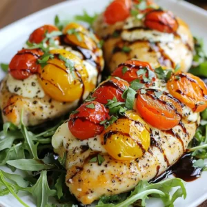 - 4 boneless, skinless chicken breasts - 1 cup fresh mozzarella cheese, diced into small cubes - 1 cup cherry tomatoes, halved - 1 cup fresh basil leaves, chopped finely The main ingredients create a classic Caprese flavor. You will taste the freshness in every bite. The chicken is the perfect vessel to hold the cheese, tomatoes, and basil. - 2 tablespoons balsamic glaze (store-bought or homemade) - 2 tablespoons olive oil - 1 teaspoon garlic powder - Salt and black pepper to taste The balsamic glaze adds a sweet tang. Olive oil helps to keep the chicken moist. Garlic powder enhances the overall flavor. Salt and pepper bring everything together, making it savory. - Fresh basil leaves for garnish - Arugula or spinach for presentation Garnishes are key for a beautiful dish. Fresh basil adds color and aroma, while arugula or spinach gives a nice base. These simple touches make your meal look and taste gourmet. {{ingredient_image_2}} - Preheat your oven to 375°F (190°C). This helps cook the chicken evenly. - Carefully slice a pocket into each chicken breast. Be sure not to cut all the way through. - Combine mozzarella, cherry tomatoes, and basil in a bowl. Use fresh ingredients for bright flavors. - Add olive oil, salt, and pepper to the mixture. Stir gently until everything is mixed well. - Generously fill the chicken pockets with the mixture. Make sure you pack it in well. - Secure the openings with toothpicks to keep the filling inside. This step is important. - Sear each side in an oven-safe skillet for about 3-4 minutes. This gives the chicken a nice golden color. - Sprinkle garlic powder over the chicken. Drizzle with balsamic glaze for a tangy kick. - Transfer the skillet to the oven. Bake until the internal temperature is 165°F (75°C). - Let the chicken rest for a few minutes after baking. This helps keep it juicy. - Garnish with fresh basil leaves before serving. This adds a nice touch and flavor. - Use fresh ingredients for the best taste. Fresh mozzarella and ripe tomatoes bring full flavor. - Allow the mixture to sit for a few minutes. This helps the flavors blend well together. - Perfectly sear chicken for a golden crust. Searing adds a nice texture and locks in moisture. - Monitor internal temperature for safety. Cook until the chicken reaches 165°F (75°C). This ensures it’s safe to eat. - Serve on a bed of greens. Arugula or spinach adds a nice touch and color. - Drizzle additional balsamic glaze for flair. This not only looks great but adds extra flavor to your dish. Pro Tips Use Fresh Ingredients: Always opt for fresh mozzarella, ripe cherry tomatoes, and fragrant basil to elevate the flavors of your dish. Perfectly Sear the Chicken: Ensure your skillet is hot enough before adding the chicken to achieve a golden brown crust that locks in moisture. Let it Rest: Allowing the chicken to rest for a few minutes after baking redistributes the juices, resulting in a juicier bite. Experiment with Flavors: Feel free to add other ingredients like sun-dried tomatoes or pesto to the filling for a unique twist on this classic recipe. {{image_4}} You can easily switch up the cheese. Feta or goat cheese tastes great too. These cheeses add a nice tang. For presentation, try using arugula instead of spinach. Arugula has a peppery flavor that pairs well with the chicken. Want more flavor? Add sun-dried tomatoes to the filling. They bring a rich, sweet taste. You can also stir in some pesto for a fresh twist. It enhances the dish with herbal notes and depth. If you need a gluten-free meal, make sure to avoid cross-contamination. Check all labels to ensure your ingredients are safe. You can also try plant-based chicken. It works well for a vegetarian option that is still tasty. Store any leftovers in an airtight container. This keeps the chicken fresh and safe. Enjoy the chicken within 3-4 days for the best taste. You can freeze cooked chicken for up to 2-3 months. Make sure it cools completely before you freeze it. When you are ready to eat, reheat it thoroughly before serving. This ensures the chicken is hot and safe to eat. For even reheating, use the oven or a skillet. Preheat the oven to 350°F (175°C) and bake until warm. Using a skillet allows for good heat distribution. Avoid microwaving, as it may dry out the chicken. You can pair Caprese stuffed chicken with many sides. Here are some tasty options: - Garlic bread for a crunchy bite. - Roasted vegetables like zucchini or bell peppers. - A simple green salad with vinaigrette. - Creamy mashed potatoes for comfort. - Quinoa or couscous for a healthy grain. These sides balance well with the chicken's flavors. Yes, you can prep this dish ahead of time. Here’s how: - Stuff the chicken breasts a day early. - Store them in the fridge in an airtight container. - You can also make the filling a day before. This saves time when you cook. Just bake the chicken when ready. To check if the chicken is done, use a meat thermometer. - Insert it into the thickest part of the breast. - The temperature should read 165°F (75°C). This ensures the chicken is safe to eat. Juices should run clear, not pink. Reheating can dry out the chicken, so be careful. - Use the oven at 350°F (175°C) for even heating. - Place the chicken in a covered dish with a splash of broth. - You can also reheat in a skillet over low heat. These methods keep the chicken moist and tasty. This blog post shared a simple recipe for Caprese Stuffed Chicken. We explored the main and additional ingredients that create amazing flavors. You learned how to prep, stuff, and bake the chicken for a perfect meal. I also shared helpful tips for flavor and presentation, along with variations and storage options. Enjoy making this dish for family or friends. It’s tasty, healthy, and easy. Your cooking skills will shine with this recipe!