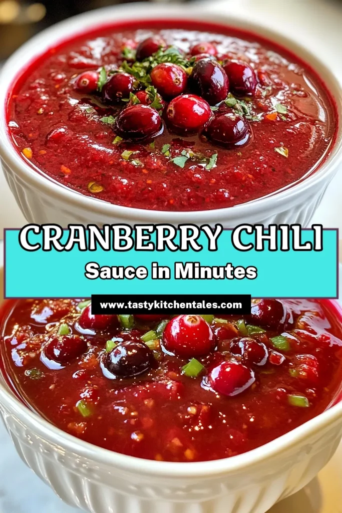 Elevate your snacking with this homemade cranberry chili dipping sauce! This spicy cranberry sauce recipe combines the tartness of cranberries with a kick of red chili, making it the perfect cranberry chili appetizer. Ready in just 30 minutes, this sweet and spicy sauce is ideal for pairing with spring rolls, chicken nuggets, or veggie platters. Try this versatile dipping sauce today and impress your guests! Save and share for later! #CranberryChili #SpicyCranberrySauce #HomemadeDippingSauce #AppetizerIdeas