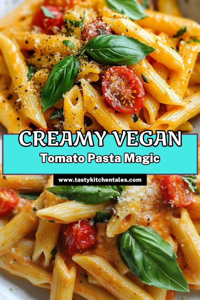 Indulge in this delicious Vegan Creamy Tomato Pasta, a perfect dairy-free pasta recipe that’s easy to make and full of flavor! With a rich coconut cream tomato sauce, this plant-based pasta recipe is sure to impress. In just 25 minutes, you can enjoy a satisfying meal that's healthy and comforting. Don’t miss out on this easy vegan pasta dish. Save this recipe for your next dinner! #VeganPasta #DairyFree #PastaRecipe #PlantBasedFood