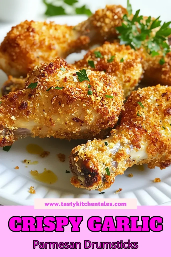 Discover the ultimate Crunchy Garlic Parmesan Chicken Drumsticks recipe! These baked chicken drumsticks are coated in a crispy blend of panko breadcrumbs and Parmesan, making them a perfect easy chicken dinner recipe for any occasion. Enjoy the savory flavors of garlic and herbs in this crispy chicken recipe that the whole family will love. Save this recipe for a delicious weeknight meal! #CrunchyChickenDrumsticks #GarlicParmesanChicken #EasyChickenDinner #CrispyChickenRecipe