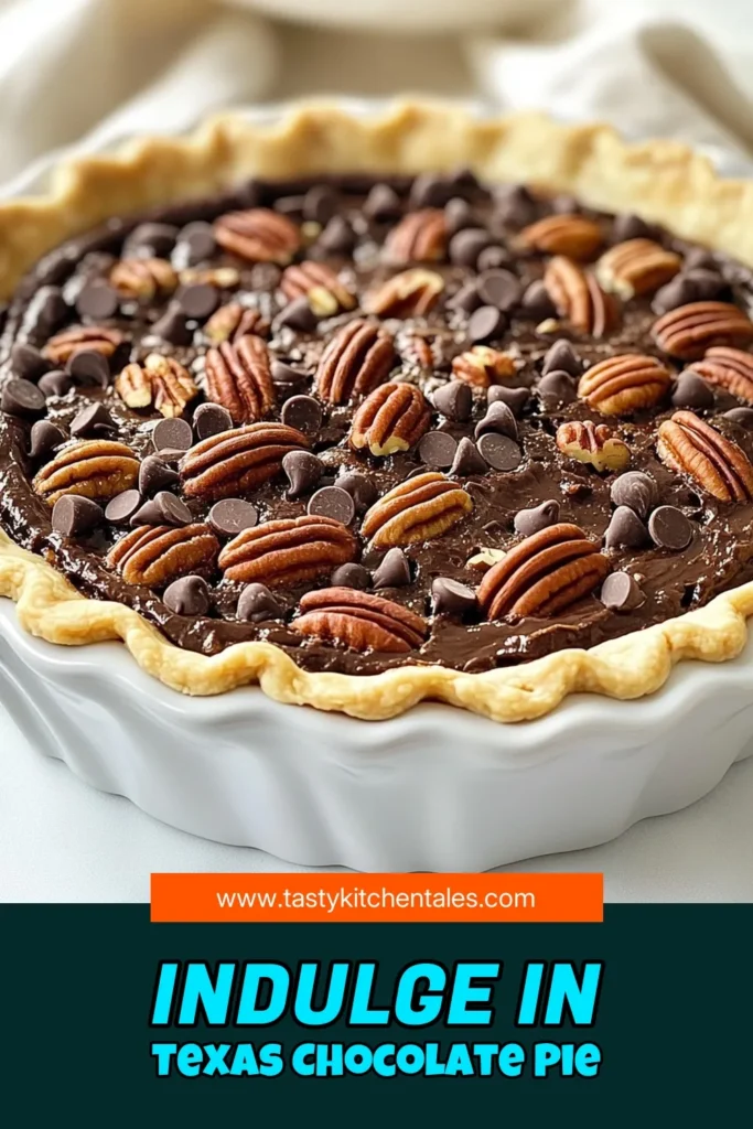 Indulge in the rich flavors of Texas Chocolate Pecan Pie with this easy chocolate pecan pie recipe! Packed with toasted pecans and chocolate chips, this homemade chocolate pecan pie is perfect for any occasion. It's simple to make and deliciously satisfying. Impress your guests with this classic dessert that’s a twist on the traditional pecan pie. Save this recipe for your next baking adventure! #TexasChocolatePecanPie #ChocolatePecanPieRecipe #EasyTexasPecanPie #HomemadePecanPie