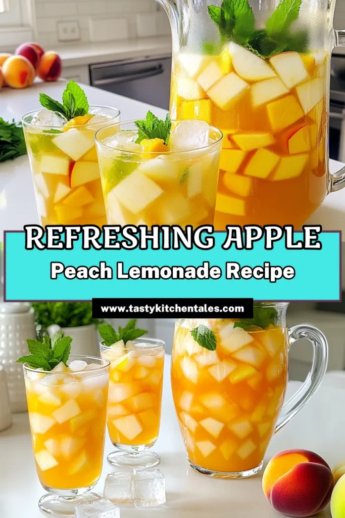 Quench your thirst with this refreshing Apple Peach Green Tea Lemonade! This delightful recipe blends the sweetness of apples and peaches with the refreshing taste of green tea and a splash of lemon. Perfect for warm days, it’s easy to make in just 30 minutes. Get the full recipe and impress your family and friends with a drink everyone will love! Click through now to explore this tasty treat. #ApplePeachLemonade #RefreshingDrinks #SummerRecipes #HealthyBeverages