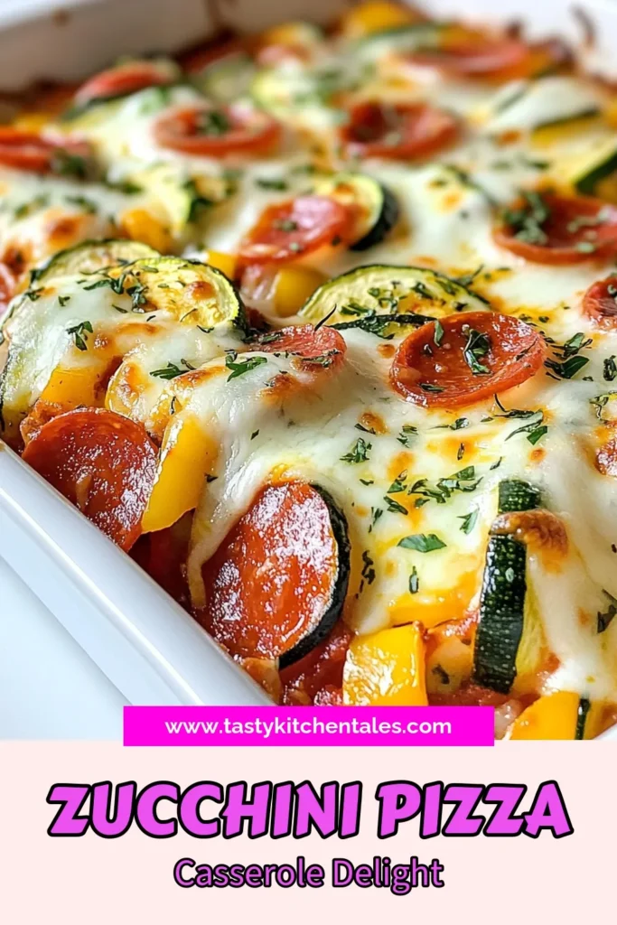 Whip up this delicious zucchini pizza casserole for a healthier twist on pizza night! This easy casserole recipe is perfect for busy weeknights and caters to both vegetarians and low-carb dieters. Packed with layers of zucchini, marinara sauce, mozzarella, and pepperoni, it's a satisfying dish that everyone will love. Try this healthy pizza casserole today, and don’t forget to save it for your next meal idea! #ZucchiniPizzaCasserole #HealthyPizzaCasserole #LowCarbRecipes #EasyCasseroleRecipes