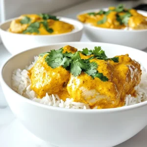 - 1.5 lbs bone-in, skinless chicken thighs (or boneless chicken breast) - 1 cup creamy coconut milk - 1/2 cup plain yogurt - 1 medium onion, finely chopped - 4 cloves garlic, minced - 1 tablespoon fresh ginger, grated - 2 tablespoons garam masala spice blend - 1 teaspoon turmeric powder - 1 teaspoon ground cumin - 1 teaspoon chili powder (adjust to your spice preference) - 1 can (14 oz) diced tomatoes, with juices - 2 tablespoons tomato paste - Salt and pepper to taste - Fresh cilantro leaves, for garnishing - Cooked basmati rice, for serving You can swap chicken thighs for boneless chicken breast if you prefer. Coconut milk can be replaced with heavy cream for a richer taste. Use Greek yogurt instead of plain yogurt for a thicker texture. If you lack garam masala, try a mix of cumin, coriander, and paprika. For a vegan option, substitute chicken with chickpeas or tofu and use coconut yogurt. - Chicken: Bone-in chicken gives more flavor, while boneless cooks faster. Choose based on your time and taste. - Coconut Milk: Full-fat coconut milk adds creaminess. Light coconut milk works too but may be less rich. - Spices: Fresh spices boost flavor. Store them in a cool, dark place to keep them fresh. - Cilantro: Fresh cilantro adds a pop of color and flavor. If you dislike it, try parsley instead. - Basmati Rice: This rice pairs well with butter chicken. Make sure to rinse it before cooking to remove excess starch for fluffier rice. This dish is not just easy; it’s full of rich, warm flavors. Enjoy cooking! {{ingredient_image_2}} Start with the aromatics. Finely chop one medium onion. Mince four cloves of garlic. Grate one tablespoon of fresh ginger. These three ingredients add great flavor to our dish. Set them aside for later. Next, make the saucy base. In a mixing bowl, combine one cup of creamy coconut milk and half a cup of plain yogurt. Add two tablespoons of garam masala, one teaspoon of turmeric, one teaspoon of ground cumin, and one teaspoon of chili powder. Mix well and season with salt and pepper. Whisk until smooth and creamy. Now, we assemble everything in the slow cooker. Layer the chopped onion at the bottom. Spread the minced garlic and grated ginger on top of the onions. Place 1.5 pounds of chicken thighs over this base. Pour the creamy coconut mixture over the chicken, ensuring it covers all pieces. Add one can of diced tomatoes with juices to the slow cooker. Include two tablespoons of tomato paste as well. Gently stir to mix all the ingredients. This step helps the chicken soak up the tasty sauce. Cover the slow cooker. Cook on low heat for 6-8 hours or on high for 4 hours. The chicken is ready when it is tender and easy to shred. This slow cooking makes the flavors blend well. About 30 minutes before serving, shred the chicken in the slow cooker using two forks. Stir the shredded chicken back into the sauce. This helps the chicken soak up even more flavor, making it delicious. Serve the butter chicken hot over fluffy basmati rice. For a nice touch, garnish with freshly chopped cilantro. This adds color and fresh flavor. You can also serve a lime wedge for some zesty goodness. You can cook butter chicken on low for 6-8 hours or high for 4 hours. If you’re short on time, use the high setting. The chicken will still be tender. For best results, always check the chicken for doneness. It should shred easily with a fork. If it’s not ready, give it more time. For extra flavor, try adding a squeeze of lime juice before serving. You can also stir in a bit of honey for sweetness. If you love heat, add more chili powder or fresh chopped chili. Fresh herbs like mint or basil can also add a unique twist. Don’t be afraid to experiment! Serve your butter chicken over fluffy basmati rice for a complete meal. You can also pair it with naan bread for dipping. For a fresh touch, garnish with cilantro before serving. A side of steamed vegetables or a simple salad complements the dish well. Enjoy your flavorful butter chicken with friends and family! Pro Tips Use Marinade for Extra Flavor: Marinate the chicken thighs in the coconut milk and spices for at least an hour or overnight for a deeper flavor profile. Adjust the Spice Level: Tailor the chili powder to your taste. If you prefer a milder dish, reduce the amount, or add fresh chili for a kick. Thicken the Sauce: If you prefer a thicker sauce, remove the lid during the last hour of cooking to allow some moisture to evaporate. Experiment with Proteins: This recipe works well with other proteins too, such as shrimp or tofu, which can be added in the last hour of cooking. {{image_4}} If you love heat, try a spicy version! Simply add extra chili powder or fresh green chilies to the sauce. You can also mix in cayenne pepper. Start with a little. Taste the sauce, then add more if you want it hotter. This way, you control the spice level. You can make this dish vegetarian or vegan easily. Replace chicken with chickpeas or tofu. Use coconut yogurt instead of dairy yogurt. The coconut milk keeps it creamy and rich. You can also add more vegetables like spinach or bell peppers for a colorful twist. You can switch up the protein in this recipe. Besides chicken, you can use shrimp or fish. Just adjust the cooking time. Shrimp cooks faster, so add it in the last hour. Fish can be delicate, so add it a bit before serving. This keeps it tender and moist. After you enjoy your slow cooker butter chicken, store the leftovers right away. Place the chicken in an airtight container. Make sure to cover it well. You can keep it in the fridge for up to three days. When you store it, save some sauce too. The sauce keeps the chicken moist and tasty. If you want to save it for later, freezing is a good option. First, let the butter chicken cool down. Then, place it in a freezer-safe container. You can also use freezer bags. Remove as much air as possible to prevent freezer burn. This dish can last in the freezer for up to three months. When you’re ready to eat, thaw it overnight in the fridge. To reheat your butter chicken, you have a few choices. You can use the microwave or the stove. If you use the microwave, place the chicken in a bowl. Cover it with a lid or a paper towel to keep it moist. Heat it in short bursts, stirring in between. If you prefer the stove, heat it on low. Stir often to make sure it heats evenly. Always check that it’s hot all the way through before serving again. Enjoy it over fresh basmati rice or with naan! Yes, you can use boneless chicken. I often choose bone-in, skinless thighs for more flavor. However, boneless chicken breast works well too. Just adjust the cooking time. Boneless cuts cook faster, so check for doneness at around four hours on low. The spice level of Slow Cooker Butter Chicken can vary. The recipe uses chili powder, so you can adjust it to your taste. If you like it milder, use less chili powder. For more heat, add extra spices or fresh chilies. It’s all about your preference! Butter Chicken pairs well with basmati rice. The fluffy rice soaks up the sauce nicely. You can also serve it with naan bread for a fun twist. Some like to add a side of yogurt or salad to balance the dish. Absolutely! This dish is great for meal prep. You can make it a day ahead and store it in the fridge. The flavors deepen overnight. Just reheat it on the stove or in the microwave before serving. To make smaller servings, cut the ingredient amounts in half. You can still use the same cooking time. This recipe is flexible, so feel free to scale it down as needed. Enjoy your personalized Butter Chicken! In this post, we explored the key ingredients needed for a delicious Slow Cooker Butter Chicken. We covered how to prepare aromatics, create a rich sauce, and layer flavors in the slow cooker. Tips on cooking times, flavor boosts, and serving ideas add to your culinary toolkit. Remember, you can customize the recipe with spices and proteins that suit your taste. By following these steps, you’ll make a meal everyone will enjoy. Now, get ready to savor a tasty dish that feels special without being hard to make!