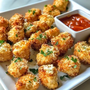 To make Garlic Parmesan Chicken Bites, gather these items: - 1 lb boneless, skinless chicken breast, cut into bite-sized cubes - 1/2 cup Panko breadcrumbs for a delightful crunch - 1/2 cup freshly grated Parmesan cheese - 3 cloves garlic, finely minced - 1 large egg, whisked until well combined - 2 tablespoons fresh parsley, finely chopped - 1 teaspoon Italian seasoning blend - Salt and black pepper, to taste - Olive oil cooking spray If you need to swap ingredients, here are some easy ideas: - Use regular breadcrumbs instead of Panko for a softer texture. - Grated Pecorino Romano cheese works well in place of Parmesan. - If you&rsquo;re out of fresh garlic, use 1 teaspoon of garlic powder. - You can replace the parsley with dried herbs, like oregano or basil. Want to take your chicken bites up a notch? Try these extras: - Add a pinch of red pepper flakes for heat. - Mix in lemon zest for a fresh, zesty kick. - Use fresh herbs like thyme or rosemary for added aroma. - Serve with marinara sauce or ranch dressing for dipping. These tweaks can make your Garlic Parmesan Chicken Bites even more fun and tasty! {{ingredient_image_2}} To make the Garlic Parmesan Chicken Bites, start by preheating your oven to 400&deg;F (200&deg;C). While the oven heats, line a baking sheet with parchment paper. This keeps the chicken from sticking. In a bowl, mix together Panko breadcrumbs, grated Parmesan cheese, minced garlic, Italian seasoning, chopped parsley, salt, and black pepper. Stir well to blend the flavors. Next, take each chicken piece and dip it in the whisked egg. Let any extra egg drip off. Then, coat the chicken in the breadcrumb mix. Press down lightly to help it stick. Arrange the coated chicken on the baking sheet, giving each piece space to cook evenly. Lightly spray the tops with olive oil cooking spray. This helps achieve a nice, crispy crust. Bake in the oven for 15-20 minutes. Flip the chicken bites halfway through to ensure they cook on both sides. They should be golden brown and cooked through when done. For a great texture, use Panko breadcrumbs. They add a nice crunch that regular breadcrumbs can&rsquo;t match. Spraying the chicken with olive oil helps it brown nicely. Always make sure your oven is fully preheated before baking. This keeps the chicken from steaming and helps it crisp up. Also, do not overcrowd the baking sheet. If the bites are too close, they will not cook evenly. Give them space to breathe! To ensure all chicken bites cook evenly, cut them into uniform sizes. This way, they cook at the same rate. Flipping them halfway through baking is key too. It helps achieve that perfect golden color on both sides. If you have a meat thermometer, check that the internal temperature reaches 165&deg;F (75&deg;C). This way, you know they are fully cooked. Let them cool for a few minutes after baking. This keeps them juicy and tasty. To get your chicken bites crispy, start with Panko breadcrumbs. They are lighter and crunchier than regular breadcrumbs. Make sure to coat each piece well. Press the breadcrumb mix onto the chicken. This helps it stick better. Use olive oil spray on top before baking. This adds flavor and helps create a golden crust. One common mistake is not preheating the oven. If your oven is not hot enough, the chicken won&rsquo;t crisp up. Another mistake is overcrowding the baking sheet. Leave space between the pieces for even cooking. Also, don&rsquo;t skip flipping the chicken halfway through. This ensures both sides get brown and crispy. You can add more flavor in many ways. Try using fresh herbs like basil or thyme. You can also add a bit of lemon zest for brightness. For a spicy twist, mix in some red pepper flakes. Serve your chicken bites with marinara or ranch for dipping. This adds another layer of flavor and makes each bite even more enjoyable. Pro Tips Use Fresh Ingredients: Always opt for fresh garlic and parsley to enhance the flavor of your chicken bites. Fresh ingredients make a noticeable difference in taste. Adjust the Crunch: For extra crunch, consider adding some finely chopped nuts to the breadcrumb mixture. Almonds or walnuts can add a delightful texture. Don&rsquo;t Skip the Flip: Flipping the chicken bites halfway through baking ensures even cooking and promotes a uniform golden-brown finish on all sides. Experiment with Dips: While marinara and ranch are classic choices, try serving these bites with a spicy aioli or a tangy yogurt dip for a unique twist. {{image_4}} You can mix things up with different seasonings. Try using smoked paprika for a hint of smoke. Or, add some cayenne pepper for heat. You can also use lemon zest for a bright twist. A dash of cumin adds a warm flavor that pairs well with chicken. Want to switch it up? Use chicken thighs instead of breasts for more flavor. You can even use turkey for a leaner option. If you want a vegetarian dish, try using tofu or tempeh. Just make sure to press and cube them well before coating. These bites taste great with many sides. Serve them with marinara sauce or ranch dressing for dipping. A side salad adds freshness and crunch. You can also pair them with garlic bread for a hearty meal. For a fun twist, serve them in tacos with fresh veggies. To keep your Garlic Parmesan Chicken Bites fresh, place them in an airtight container. This helps lock in moisture and flavor. Make sure to let them cool completely before sealing. You can store the bites in the fridge for up to three days. If you want to keep them longer, freezing is a great option. When you&rsquo;re ready to enjoy leftovers, reheating properly is key. For the best texture, use an oven. Preheat it to 350&deg;F (175&deg;C). Place the chicken bites on a baking sheet and heat for about 10-15 minutes. This keeps them crispy. You can also use an air fryer for about 5-7 minutes at the same temperature. Avoid the microwave, as it can make them soggy. If you have extra bites, freezing is simple. Arrange the cooled chicken bites in a single layer on a baking sheet. Freeze them for about an hour. Once frozen, transfer them to a freezer bag or container. This prevents them from sticking together. They can last up to three months in the freezer. When ready to eat, thaw them overnight in the fridge before reheating. This method retains their taste and texture well. Garlic Parmesan Chicken Bites last for about 3 to 4 days in the fridge. To keep them fresh, store them in an airtight container. This way, they won&rsquo;t dry out or absorb odors from other foods. Yes, you can make Garlic Parmesan Chicken Bites ahead of time. Prepare them a day in advance and store them in the fridge. When you're ready, just bake them. They will still taste great! You can serve Garlic Parmesan Chicken Bites with many tasty sides. Here are some ideas: - Marinara sauce for dipping - Creamy ranch dressing - Fresh salad for a light meal - Roasted vegetables for a colorful plate - Garlic bread for a fun twist In this post, we covered all you need to make Garlic Parmesan Chicken Bites. We detailed the ingredients and offered helpful substitutes, along with tips for perfect baking and flavor enhancement. Remember, small changes can make a big difference, like trying new spices or using different chicken cuts. Storing and reheating leftovers properly preserves freshness and taste. Whether you enjoy them as a snack or meal, these bites are sure to impress. Get creative, avoid common mistakes, and enjoy your cooking journey!