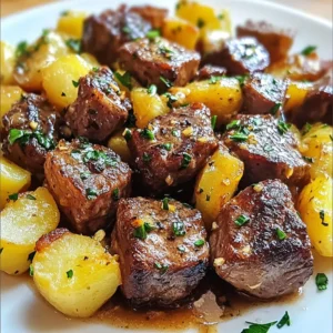Here&rsquo;s what you need for Garlic Butter Beef Bites with Potatoes: - 1 lb (450g) beef sirloin, cut into bite-sized cubes - 2 cups baby potatoes, halved - 4 tablespoons unsalted butter - 5 cloves garlic, minced - 1 teaspoon fresh rosemary, finely chopped - 1 teaspoon fresh thyme, finely chopped - Salt and pepper to taste - 1 tablespoon olive oil - Fresh parsley, chopped, for garnish This list packs a punch of flavor! The beef sirloin gives a tender bite, while baby potatoes add a comforting base. Unsalted butter and garlic bring richness and aroma. Fresh herbs like rosemary and thyme enhance the dish's taste. Olive oil helps the potatoes roast perfectly. Finally, salt and pepper are key for seasoning, and fresh parsley adds the finishing touch. With these ingredients, you can create a dish that is both hearty and delicious. Feel free to explore and adjust the herbs or seasoning to match your taste. Enjoy cooking! {{ingredient_image_2}} Set your oven to 400&deg;F (200&deg;C). This heat helps the potatoes roast well and become crispy. In a big bowl, mix the halved baby potatoes with olive oil. Add a pinch of salt and pepper. Toss in the fresh chopped rosemary and thyme. Mix everything until the potatoes are covered in seasoning. Spread the seasoned potatoes on a baking sheet in a single layer. Roast them in the oven for 20-25 minutes. Flip them halfway to ensure even browning. They should be golden and tender when done. While the potatoes roast, season your beef cubes with salt and pepper. Make sure to coat them well for the best flavor. In a large skillet, melt the butter over medium heat. Add minced garlic and saut&eacute; for about one minute until it smells great. Increase the heat to high and add the beef cubes. Sear them for 2-3 minutes on each side. Look for a nice brown crust and cook them to your liking. Once the beef is cooked, remove it from heat. Toss the beef cubes in the garlic butter, making sure they are well coated. Take the roasted potatoes out of the oven. Optionally, you can add a little extra salt to the potatoes. Serve the beef bites alongside the potatoes. Garnish with fresh chopped parsley for a colorful touch. Enjoy your meal! For this dish, I recommend using beef sirloin. It has great flavor and tenderness. Look for a cut with some marbling. This adds juiciness to the beef bites. Trim off any excess fat before cutting it into cubes. This makes cooking easier and keeps the dish healthy. Use baby potatoes for a soft and creamy texture. Halve them for even cooking. Toss the potatoes with olive oil, salt, and herbs. This gives them a tasty flavor. Spread them on a baking sheet in a single layer. Flip them halfway through cooking. This helps them brown evenly and prevents sticking. When seasoning, taste as you go. Start with salt and pepper, then add herbs. Fresh rosemary and thyme work well in this dish. If you want a kick, try adding red pepper flakes. For a richer taste, consider adding garlic powder or onion powder. This way, you can find the perfect balance for your palate. Pro Tips Rest the Beef: Allow the seared beef to rest for a few minutes before serving. This helps retain the juices, resulting in a more tender and flavorful bite. Use High Heat: For a perfect sear on the beef, make sure your skillet is hot enough. This creates a nice crust while keeping the inside juicy. Experiment with Herbs: Feel free to mix and match herbs according to your preference. Thyme, oregano, or tarragon can all bring a unique flavor to the dish. Garnish Strategically: When garnishing with parsley, consider using a mix of parsley and other fresh herbs to add color and complexity to your dish. {{image_4}} You can swap baby potatoes for other veggies. Try carrots, green beans, or bell peppers. Cut them to a similar size for even cooking. The flavors will change but stay delicious. Each vegetable brings a new taste and texture to the dish. Add unique spices to your beef bites. Consider smoked paprika, cumin, or chili powder. These spices can give your dish a bold twist. You can also try sauces like teriyaki or barbecue. Brush them on the beef while cooking for extra flavor. Serve garlic butter beef bites with a fresh salad or steamed vegetables. Rice or crusty bread also works well. Each side will complement the rich flavors of the beef and potatoes. Create a balanced meal with a mix of textures and tastes. Store any leftovers in the fridge for up to three days. You can make a tasty sandwich with the beef bites. Just add some cheese and veggies. Or, toss the beef and potatoes into a stir-fry for a quick meal. The options are endless! To keep your garlic butter beef bites with potatoes fresh, store them in an airtight container. Place the beef and potatoes together if you can. They taste best within three days. Make sure to let them cool down before sealing the container. This helps keep their flavor intact. When you're ready to enjoy leftovers, use a skillet or microwave. If using a skillet, add a bit of butter over medium heat. Heat until warm, stirring occasionally. If you prefer a microwave, place the beef and potatoes on a microwave-safe plate. Cover with a damp paper towel and heat in 30-second bursts until hot. Be careful not to overheat, or the beef may dry out. You can freeze the beef bites and potatoes if you want to save them for later. Place them in a freezer-safe bag or container. Make sure to remove as much air as possible. They can stay fresh for up to three months. To thaw, move them to the fridge a day before you plan to eat them. Reheat as mentioned above for the best results. Yes, you can prepare the beef and potatoes ahead. Cook the beef bites and roast the potatoes. Let them cool and store them in the fridge. When you're ready to eat, just reheat in the oven. This keeps the flavors fresh. If you want to swap out beef sirloin, try using tender cuts like filet mignon or ribeye. You can also use chicken or pork for a different taste. Just make sure to adjust cooking times based on the meat. To keep the beef tender, do not overcook it. Sear it quickly at high heat. Let the beef rest for a few minutes after cooking. This helps the juices stay inside, making it juicy and tender. Absolutely! You can add carrots, bell peppers, or broccoli. Toss them in with the potatoes. Just cut them into similar sizes for even cooking. This adds color and nutrition to the meal. This recipe is naturally gluten-free! All the ingredients are safe for gluten-sensitive diets. Just double-check any store-bought items, like butter, to ensure they are gluten-free. Enjoy this dish worry-free! This blog post showed you how to make a tasty beef and potato dish. We covered all the ingredients, from beef sirloin to fresh herbs. The step-by-step guide made the cooking easy. You learned tips for choosing beef and getting perfect potatoes. We also shared fun ways to change the recipe and store leftovers. Cooking can be simple and satisfying with the right steps. Enjoy creating this dish and making it your own!