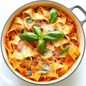 For the One-Pot Creamy Tomato Pasta, you will need these ingredients: - 12 ounces of pasta (penne or fusilli works great) - 1 can (14 ounces) crushed tomatoes - 1 cup vegetable broth - 1 cup heavy cream (use coconut cream for dairy-free) - 1 medium onion, diced finely - 3 cloves garlic, minced - 1 tablespoon olive oil - 1 teaspoon dried basil - 1 teaspoon dried oregano - Salt and freshly ground black pepper to taste - Fresh basil leaves for garnish - Grated Parmesan cheese for serving (optional) You can easily swap some ingredients based on your needs: - Pasta: Use gluten-free pasta if needed. - Crushed tomatoes: Pureed tomatoes or tomato sauce can work too. - Vegetable broth: Chicken broth can be used for a different flavor. - Heavy cream: Coconut cream is a great dairy-free choice. - Onion: Shallots can replace onions if you prefer. To make this dish, gather these tools: - Large, heavy-bottomed pot - Wooden spoon for stirring - Measuring cups and spoons - Knife and cutting board for chopping - Ladle for serving With these ingredients and tools, you are ready to create a tasty meal! {{ingredient_image_2}} Start by gathering your ingredients. You will need: - 12 ounces of pasta (penne or fusilli works well) - 1 can (14 ounces) crushed tomatoes - 1 cup vegetable broth - 1 cup heavy cream (or coconut cream for a dairy-free option) - 1 medium onion, diced finely - 3 cloves garlic, minced - 1 tablespoon olive oil - 1 teaspoon dried basil - 1 teaspoon dried oregano - Salt and black pepper to taste - Fresh basil leaves for garnish - Grated Parmesan cheese (optional) Make sure to have everything measured and ready. This helps the cooking go smoothly. 1. Heat the olive oil in a large pot over medium heat. 2. Add the diced onion and cook for about 5 minutes. Stir it until soft and clear. 3. Add the minced garlic next. Cook this for 1 minute until you smell the garlic. 4. Pour in the crushed tomatoes, vegetable broth, and heavy cream. Stir everything together well. 5. Add in the dried basil and oregano. Season with salt and black pepper to your taste. 6. Let the sauce simmer gently. This allows the flavors to blend nicely. 7. Once the sauce simmers, add the uncooked pasta. Make sure it is fully covered with the sauce. 8. Cover the pot with a lid. Cook for about 10-12 minutes. Stir gently every few minutes. 9. Check the pasta for doneness. It should be firm but cooked. 10. Remove the pot from heat. Let it sit for a couple of minutes to thicken. 11. If the dish is too thick, add a splash of vegetable broth to adjust the texture. Serve the pasta warm. Add fresh basil leaves on top for a beautiful look. You can also sprinkle grated Parmesan cheese if you like. For a nice touch, use pasta bowls for serving. Enjoy your meal! To get a super creamy sauce, use heavy cream. If you want a dairy-free version, coconut cream works great. Both options give the sauce a rich texture. Mix the cream in slowly. This helps it blend well with the crushed tomatoes. Always taste as you go. Adjust the salt and pepper to get the best flavor. When cooking pasta, choose a shape that holds sauce well, like penne or fusilli. Add the pasta to the pot once the sauce simmers. Stir it in well so that every piece is coated. Cover the pot to trap steam. This helps the pasta cook evenly. Stir every few minutes to avoid sticking. Check for al dente doneness after about 10 minutes. You can add more flavor to your pasta by including fresh herbs. Basil adds a nice touch. You might also try a pinch of red pepper flakes for heat. If you like a savory bite, consider adding cooked sausage or mushrooms. For extra nutrition, toss in spinach or kale. These additions make the dish more colorful and tasty. Pro Tips Perfect Pasta Texture: Always cook the pasta al dente as it will continue to absorb sauce while resting, ensuring it doesn't become mushy. Flavor Enhancer: For an extra depth of flavor, consider adding a splash of balsamic vinegar or a pinch of red pepper flakes to the sauce. Cheese Alternatives: If you're avoiding dairy, nutritional yeast can be a great substitute to sprinkle on top for a cheesy flavor. Veggie Boost: Feel free to add in some saut&eacute;ed vegetables like spinach, bell peppers, or zucchini for a nutritious twist! {{image_4}} You can make this dish dairy-free easily. Simply swap the heavy cream for coconut cream. Coconut cream provides a rich, creamy texture without any dairy. It adds a subtle sweetness, which pairs well with the tomatoes. This change makes the dish suitable for those who are lactose intolerant or follow a vegan diet. Want to boost the protein in your pasta? There are many options to consider. You can add cooked chicken, shrimp, or ground turkey. If you prefer plant-based proteins, try chickpeas or lentils. Simply stir in your choice of protein when you add the pasta. This way, the protein heats through while the pasta cooks. Adding vegetables is a great way to enhance nutrition. You can toss in spinach, kale, or zucchini for a pop of color and vitamins. These vegetables cook quickly and add flavor. You can also use bell peppers or mushrooms for added texture. Just chop them up and add them to the pot along with the onions. This makes the dish not only tastier but also healthier. To keep your One-Pot Creamy Tomato Pasta fresh, store it in an airtight container. Make sure the pasta cools down first. You can keep it in the fridge for up to three days. If you want to enjoy it later, this method works great. Reheat the pasta gently. You can use a microwave or a stovetop. If using the microwave, cover the dish and heat in short bursts. Stir in between to ensure even heating. For stovetop, add a splash of vegetable broth to keep it creamy. Warm it over low heat until hot. To freeze leftover pasta, let it cool completely first. Store it in freezer-safe containers. You can freeze it for up to three months. When ready to eat, thaw it overnight in the fridge. Reheat as mentioned above for the best taste. Yes, you can use any pasta shape you like. Penne, fusilli, or even spaghetti all work well. I often choose what I have on hand. Each shape brings its own charm to the dish. For example, fusilli holds more sauce in its spirals. To add some heat, try red pepper flakes or a pinch of cayenne. You can also use spicy sausage or add chopped jalape&ntilde;os. Adjust the amount based on your taste. Start small and add more as you go. This way, you control the spice level perfectly. Pair this pasta with a fresh green salad or garlic bread. A simple arugula salad adds a nice crunch. You can also serve it with roasted vegetables for a colorful plate. For a lighter touch, a side of steamed broccoli works well too. You learned about making a delicious one-pot creamy tomato pasta. We covered key ingredients, useful substitutes, and the best tools for cooking. Detailed steps showed you how to prepare and serve this meal. Helpful tips ensured your pasta would turn out creamy and flavorful. You also discovered variations and storage methods for leftovers. In the end, this dish is easy to customize and fun to make. Enjoy your cooking adventure!