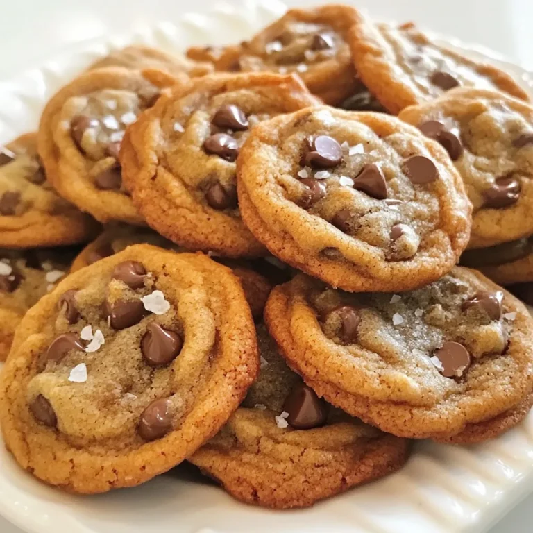 - 2 ½ cups all-purpose flour - 1 teaspoon baking soda - 1 teaspoon salt - 1 cup unsalted butter, softened to room temperature - ¾ cup granulated sugar - ¾ cup packed brown sugar - 2 large eggs, at room temperature - 1 teaspoon pure vanilla extract - 2 cups semi-sweet chocolate chips - 1 cup chopped walnuts - Flaky sea salt, for finishing How do you measure flour accurately? Use a spoon to scoop flour into your measuring cup. Don't pack it down. Level it off with a knife for precision. What are the best practices for measuring butter? Always use softened butter for easy mixing. If you need melted butter, measure it in a liquid measuring cup. {{ingredient_image_2}} - Preheat the oven to 350°F (175°C). - Prepare baking sheets with parchment paper. - First, mix the dry ingredients. In a bowl, whisk together 2 ½ cups of flour, 1 teaspoon of baking soda, and 1 teaspoon of salt. Set this aside. - Next, cream the butter and sugars. In a large bowl, beat 1 cup of softened butter with ¾ cup of granulated sugar and ¾ cup of brown sugar. Mix until light and fluffy. - Now, add the eggs and vanilla. Beat 2 large eggs into the butter mixture one at a time. Add 1 teaspoon of pure vanilla extract and mix well. - Combine wet and dry ingredients. Slowly mix the dry blend into the wet ingredients. Use low speed to avoid overmixing. - Fold in the chocolate chips and walnuts. Add 2 cups of semi-sweet chocolate chips and 1 cup of chopped walnuts if you like. Stir gently to mix. - Shape the dough balls for baking. Use a scoop to drop 2-tablespoon mounds onto the baking sheets. Keep them about 2 inches apart. - Bake for 12-14 minutes. Check the cookies when they are golden at the edges but soft in the center. - How do you know when cookies are done? They should look slightly undercooked in the middle. This gives them that chewy texture we all love! To make your cookies chewy, do not overmix the dough. When you combine the wet and dry ingredients, mix on low speed until just blended. This keeps your cookies soft. Bake them for 12 to 14 minutes. The edges should be golden, but the centers must still look soft. This slight underbaking gives you that perfect chewy bite. You can boost the flavor by using different types of chocolate chips. Try dark, milk, or white chocolate to find your favorite. The best butter to use is unsalted butter. It gives a rich taste that enhances your cookies. Always use butter that is soft. This will blend well with sugars, making the dough creamy. For cooling cookies, let them sit on the baking sheet for about 5 minutes. This helps them set. Then, move them to wire racks to cool fully. For serving, place warm cookies on a rustic wooden board. Add a few extra chocolate chips on top and a sprinkle of flaky sea salt. Pair with a glass of cold milk for a perfect snack! Pro Tips Chill the Dough: For thicker cookies, refrigerate the dough for at least 30 minutes before baking. This helps solidify the butter, preventing the cookies from spreading too much while baking. Use Quality Chocolate: Opt for high-quality semi-sweet chocolate chips for a richer flavor. You can also mix in milk or dark chocolate for a variety of tastes. Don’t Overmix: When combining the dry ingredients with the wet, mix until just combined. Overmixing can lead to tough cookies due to gluten development. Perfect Baking Time: Keep an eye on the cookies towards the end of the baking time. Remove them from the oven when the edges are golden but the centers are still soft for a chewy texture. {{image_4}} You can mix up your cookies with different nuts and flavors. Try adding chopped pecans or almonds for a new crunch. You can also use mix-ins like dried fruit or coconut for unique tastes. Another fun option is to swap chocolate types. Use dark chocolate chips for a richer taste or white chocolate chips for a sweeter bite. Each choice creates a new twist on the classic cookie. If you need gluten-free cookies, substitute the all-purpose flour with a gluten-free blend. Many brands offer good options that work well in baking. For a vegan version, replace the butter with coconut oil or vegan butter. Use flax eggs instead of regular eggs. Mix one tablespoon of ground flaxseed with three tablespoons of water, let it sit for a few minutes, and you’re ready to go! Adding spices can give your cookies a warm, festive feel. A pinch of cinnamon or nutmeg can elevate the flavor. For holidays, think about toppings that fit the season. You could use crushed candy canes for Christmas or colorful sprinkles for birthdays. These little touches make your cookies stand out and bring a smile to anyone who tastes them. To keep your cookies fresh, store them at room temperature. Choose a cool, dry spot. Place the cookies in an airtight container. This helps them stay soft and chewy. You can also add a slice of bread. This will keep them moist longer. You can freeze cookie dough easily. First, scoop the dough onto a baking sheet. Flash freeze the mounds for about an hour. Once frozen, transfer them to a freezer bag. Label the bag with the date. For baked cookies, let them cool completely. Wrap each cookie in plastic wrap. Then, store them in a freezer-safe container. To reheat cookies, preheat your oven to 350°F (175°C). Place the cookies on a baking sheet. Warm them for about 5 to 10 minutes. This keeps them soft and delicious. If you froze cookies, let them thaw in the fridge first. For a quick fix, use the microwave. Heat for 10-15 seconds, but watch closely. Bakery-style cookies can last about a week at room temperature. Keep them in an airtight container. This will help keep them soft and fresh. If you want them to last longer, you can freeze them. Frozen cookies can stay good for up to three months. Yes, you can use margarine instead of butter. However, it may change the taste a bit. Margarine has more water than butter, which can make cookies spread more. If you use margarine, choose a stick version for best results. Cookies may spread too much for a few reasons. One reason is if the butter is too warm. Always use softened butter, not melted. Another reason could be using too little flour. Make sure to measure flour correctly to avoid this issue. To make cookies chewier, use more brown sugar than white sugar. Brown sugar adds moisture, which helps with chewiness. Also, avoid overbaking your cookies. Take them out when the edges are golden but the center is soft. Yes, you can reduce the sugar. However, this may change the taste and texture. Sugar adds sweetness and helps cookies spread. If you want to lower sugar, start by using ¼ cup less and see how it goes. Store cookie dough in an airtight container. You can also wrap it in plastic wrap. If you want to prepare it for later, scoop the dough into balls and freeze them. When you want fresh cookies, bake them straight from the freezer! You now have a complete guide for baking delicious cookies. We covered the main ingredients and optional ones that enhance flavor. I shared tips for measuring, mixing, and baking. You learned how to achieve the perfect texture and tried different variations. Lastly, we talked about storage and answered common questions. With these insights, you'll bake cookies that taste great and stay fresh longer. Enjoy the baking adventure!