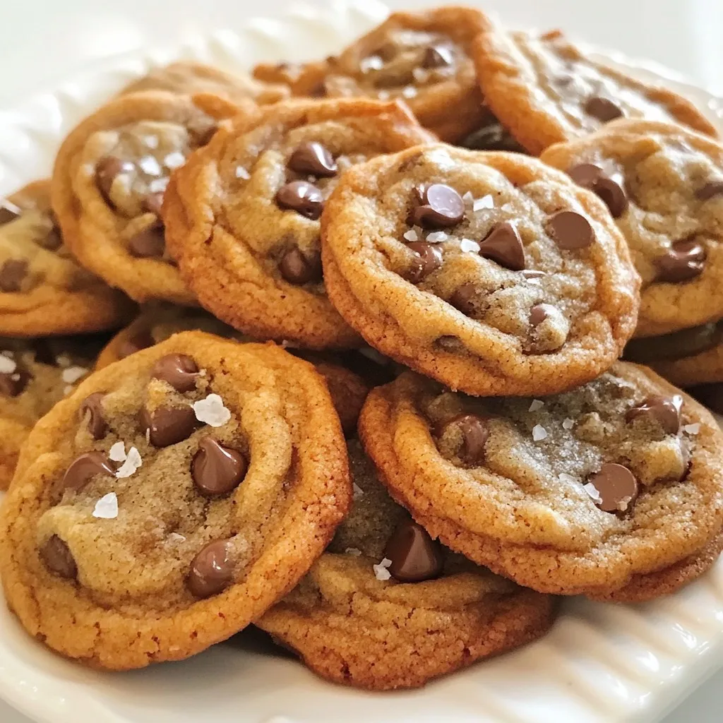 - 2 ½ cups all-purpose flour - 1 teaspoon baking soda - 1 teaspoon salt - 1 cup unsalted butter, softened to room temperature - ¾ cup granulated sugar - ¾ cup packed brown sugar - 2 large eggs, at room temperature - 1 teaspoon pure vanilla extract - 2 cups semi-sweet chocolate chips - 1 cup chopped walnuts - Flaky sea salt, for finishing How do you measure flour accurately? Use a spoon to scoop flour into your measuring cup. Don't pack it down. Level it off with a knife for precision. What are the best practices for measuring butter? Always use softened butter for easy mixing. If you need melted butter, measure it in a liquid measuring cup. {{ingredient_image_2}} - Preheat the oven to 350°F (175°C). - Prepare baking sheets with parchment paper. - First, mix the dry ingredients. In a bowl, whisk together 2 ½ cups of flour, 1 teaspoon of baking soda, and 1 teaspoon of salt. Set this aside. - Next, cream the butter and sugars. In a large bowl, beat 1 cup of softened butter with ¾ cup of granulated sugar and ¾ cup of brown sugar. Mix until light and fluffy. - Now, add the eggs and vanilla. Beat 2 large eggs into the butter mixture one at a time. Add 1 teaspoon of pure vanilla extract and mix well. - Combine wet and dry ingredients. Slowly mix the dry blend into the wet ingredients. Use low speed to avoid overmixing. - Fold in the chocolate chips and walnuts. Add 2 cups of semi-sweet chocolate chips and 1 cup of chopped walnuts if you like. Stir gently to mix. - Shape the dough balls for baking. Use a scoop to drop 2-tablespoon mounds onto the baking sheets. Keep them about 2 inches apart. - Bake for 12-14 minutes. Check the cookies when they are golden at the edges but soft in the center. - How do you know when cookies are done? They should look slightly undercooked in the middle. This gives them that chewy texture we all love! To make your cookies chewy, do not overmix the dough. When you combine the wet and dry ingredients, mix on low speed until just blended. This keeps your cookies soft. Bake them for 12 to 14 minutes. The edges should be golden, but the centers must still look soft. This slight underbaking gives you that perfect chewy bite. You can boost the flavor by using different types of chocolate chips. Try dark, milk, or white chocolate to find your favorite. The best butter to use is unsalted butter. It gives a rich taste that enhances your cookies. Always use butter that is soft. This will blend well with sugars, making the dough creamy. For cooling cookies, let them sit on the baking sheet for about 5 minutes. This helps them set. Then, move them to wire racks to cool fully. For serving, place warm cookies on a rustic wooden board. Add a few extra chocolate chips on top and a sprinkle of flaky sea salt. Pair with a glass of cold milk for a perfect snack! Pro Tips Chill the Dough: For thicker cookies, refrigerate the dough for at least 30 minutes before baking. This helps solidify the butter, preventing the cookies from spreading too much while baking. Use Quality Chocolate: Opt for high-quality semi-sweet chocolate chips for a richer flavor. You can also mix in milk or dark chocolate for a variety of tastes. Don’t Overmix: When combining the dry ingredients with the wet, mix until just combined. Overmixing can lead to tough cookies due to gluten development. Perfect Baking Time: Keep an eye on the cookies towards the end of the baking time. Remove them from the oven when the edges are golden but the centers are still soft for a chewy texture. {{image_4}} You can mix up your cookies with different nuts and flavors. Try adding chopped pecans or almonds for a new crunch. You can also use mix-ins like dried fruit or coconut for unique tastes. Another fun option is to swap chocolate types. Use dark chocolate chips for a richer taste or white chocolate chips for a sweeter bite. Each choice creates a new twist on the classic cookie. If you need gluten-free cookies, substitute the all-purpose flour with a gluten-free blend. Many brands offer good options that work well in baking. For a vegan version, replace the butter with coconut oil or vegan butter. Use flax eggs instead of regular eggs. Mix one tablespoon of ground flaxseed with three tablespoons of water, let it sit for a few minutes, and you’re ready to go! Adding spices can give your cookies a warm, festive feel. A pinch of cinnamon or nutmeg can elevate the flavor. For holidays, think about toppings that fit the season. You could use crushed candy canes for Christmas or colorful sprinkles for birthdays. These little touches make your cookies stand out and bring a smile to anyone who tastes them. To keep your cookies fresh, store them at room temperature. Choose a cool, dry spot. Place the cookies in an airtight container. This helps them stay soft and chewy. You can also add a slice of bread. This will keep them moist longer. You can freeze cookie dough easily. First, scoop the dough onto a baking sheet. Flash freeze the mounds for about an hour. Once frozen, transfer them to a freezer bag. Label the bag with the date. For baked cookies, let them cool completely. Wrap each cookie in plastic wrap. Then, store them in a freezer-safe container. To reheat cookies, preheat your oven to 350°F (175°C). Place the cookies on a baking sheet. Warm them for about 5 to 10 minutes. This keeps them soft and delicious. If you froze cookies, let them thaw in the fridge first. For a quick fix, use the microwave. Heat for 10-15 seconds, but watch closely. Bakery-style cookies can last about a week at room temperature. Keep them in an airtight container. This will help keep them soft and fresh. If you want them to last longer, you can freeze them. Frozen cookies can stay good for up to three months. Yes, you can use margarine instead of butter. However, it may change the taste a bit. Margarine has more water than butter, which can make cookies spread more. If you use margarine, choose a stick version for best results. Cookies may spread too much for a few reasons. One reason is if the butter is too warm. Always use softened butter, not melted. Another reason could be using too little flour. Make sure to measure flour correctly to avoid this issue. To make cookies chewier, use more brown sugar than white sugar. Brown sugar adds moisture, which helps with chewiness. Also, avoid overbaking your cookies. Take them out when the edges are golden but the center is soft. Yes, you can reduce the sugar. However, this may change the taste and texture. Sugar adds sweetness and helps cookies spread. If you want to lower sugar, start by using ¼ cup less and see how it goes. Store cookie dough in an airtight container. You can also wrap it in plastic wrap. If you want to prepare it for later, scoop the dough into balls and freeze them. When you want fresh cookies, bake them straight from the freezer! You now have a complete guide for baking delicious cookies. We covered the main ingredients and optional ones that enhance flavor. I shared tips for measuring, mixing, and baking. You learned how to achieve the perfect texture and tried different variations. Lastly, we talked about storage and answered common questions. With these insights, you'll bake cookies that taste great and stay fresh longer. Enjoy the baking adventure!