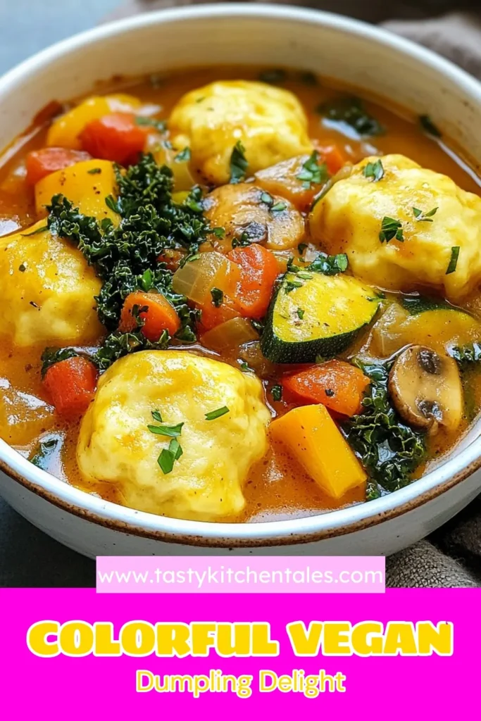 Indulge in this vibrant vegan dumpling stew, the ultimate vegan comfort food that warms your soul! Discover how to make easy plant-based dumplings and a hearty vegetable stew that's dairy-free and packed with flavor. This delicious vegan dumpling soup is perfect for cozy nights in. Try this recipe today and savor the goodness! Save for later! #VeganDumplingStew #PlantBasedDumplings #VeganComfortFood #HealthyEats