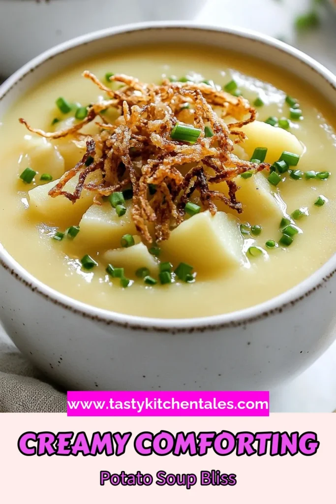 Indulge in this comforting old-fashioned potato soup that brings warmth to your table. This hearty potato soup recipe combines flavorful russet potatoes, creamy milk, and vegetable broth for a deliciously rich experience. Perfect for any day, it's an easy potato soup with chives you can whip up in just 30 minutes. Don’t miss out! Save this recipe for your next cozy meal! #PotatoSoup #HeartySoup #ComfortFood #EasyRecipes