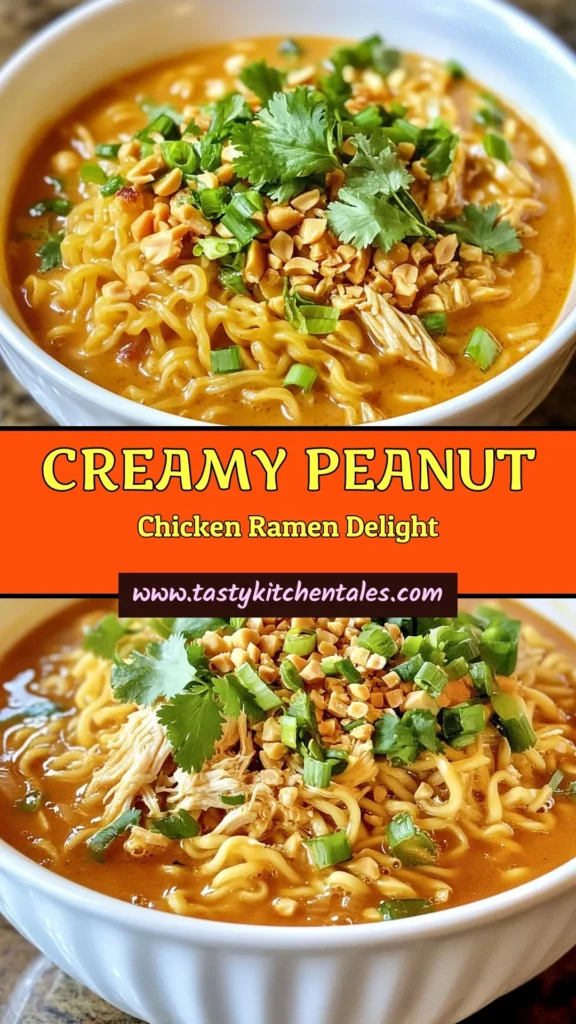 Looking for a delightful and quick dinner recipe? Try this Creamy Thai Peanut Chicken Ramen! This easy ramen noodles dish combines tender chicken with a luscious Thai peanut sauce, creating a delicious meal in just 15 minutes. Perfect for busy nights, this chicken ramen recipe will satisfy your taste buds and leave you wanting more. Save this recipe for your next quick dinner! #QuickDinnerRecipes #ThaiPeanutSauce #EasyRamenNoodles #CreamyThaiPeanutChicken