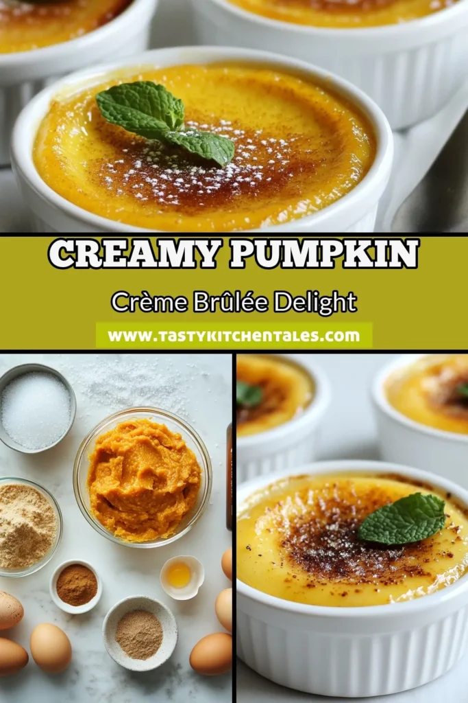 Indulge in the ultimate fall dessert with this easy Pumpkin Crème Brûlée recipe! Perfectly creamy with a hint of pumpkin, it's an easy pumpkin dessert that will impress at your next gathering. Learn how to make crème brûlée with simple ingredients and step-by-step instructions. This pumpkin dessert idea is a must-try this season! Click to explore the recipe and elevate your dessert game today! #PumpkinDessert #FallDesserts #CrèmeBrûlée #EasyRecipes