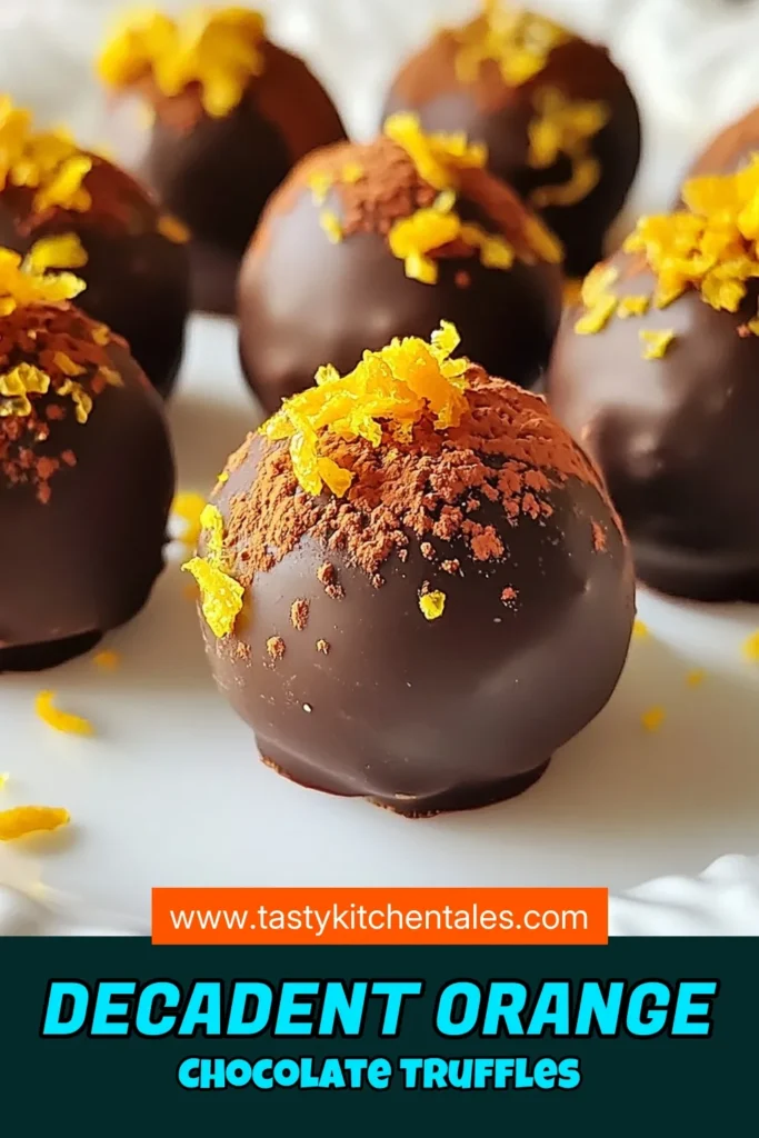 Indulge in the holiday spirit with these delightful Orange Chocolate Truffles, a must-try in your Christmas dessert recipes. Featuring rich dark chocolate combined with fresh orange zest and juice, these homemade truffles with orange create the perfect festive chocolate treats. Simple and satisfying, our easy truffle recipes ensure you can whip up a batch in no time. Save this recipe for a sweet holiday treat! #OrangeChocolateTruffles #ChristmasDessertRecipes #FestiveChocolateTreats #HomemadeTrufflesWithOrange