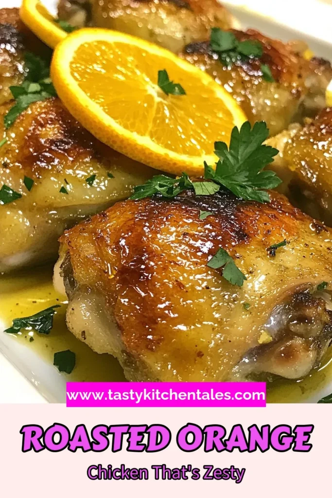 Try this Zesty Roasted Orange Chicken recipe for a delicious and easy family dinner! Featuring juicy roasted chicken thighs marinated in a vibrant citrus blend of orange juice, honey, and soy sauce, this easy citrus chicken is sure to impress. Perfectly roasted, this Honey Soy Chicken Thighs recipe is full of flavor and requires just a few simple steps. Save this Orange Chicken recipe for your next meal! #RoastedChickenThighs #CitrusChicken #OrangeChicken #EasyDinnerIdeas