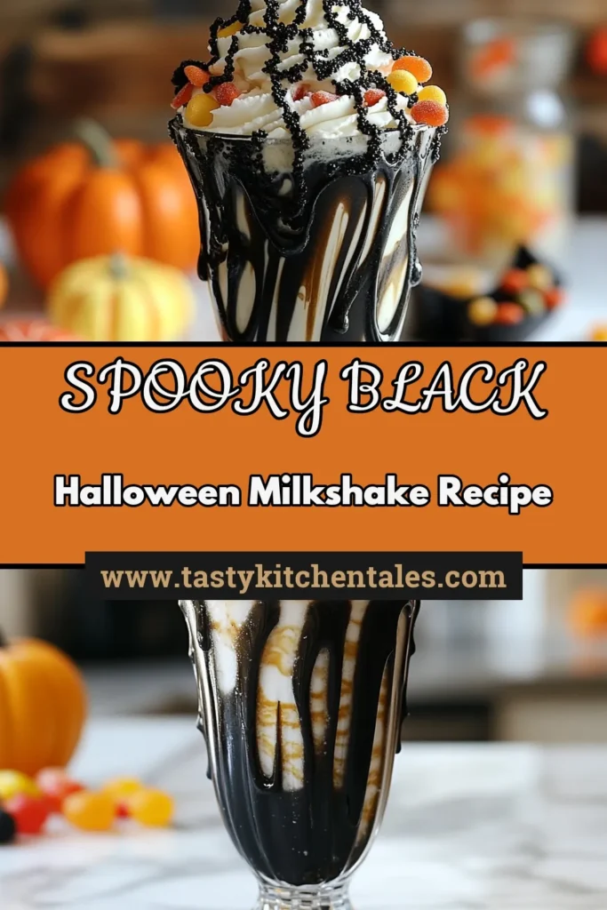 Get ready for a spooky treat with this black Halloween milkshake! This festive milkshake recipe features creamy vanilla ice cream blended with activated charcoal powder for that eerie black color, perfect for Halloween party drinks. Top it off with whipped cream, edible glitter, and Halloween-themed candies for the ultimate spooky vibe. Try this fun activated charcoal milkshake today and impress your guests! Save this recipe for your next Halloween celebration! #HalloweenRecipes #SpookyShake #MilkshakeMadness #HalloweenPartyDrinks