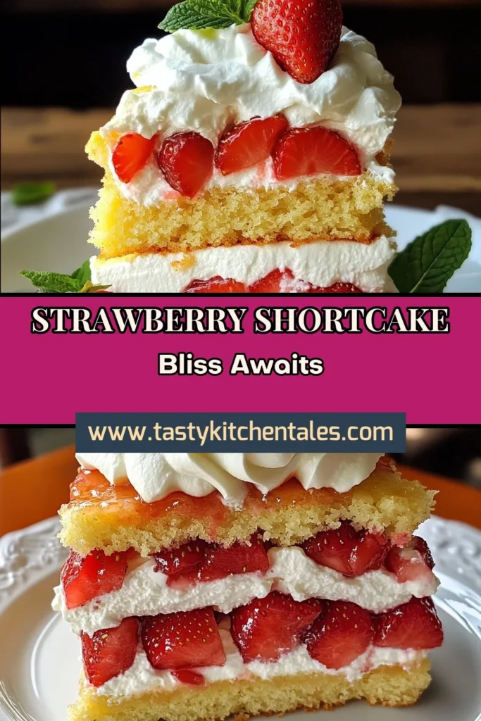 Discover a delicious homemade shortcake dessert with this easy strawberry shortcake recipe! This fresh strawberry cake layered with whipped cream is perfect for any occasion. Simple to make and packed with flavor, it’s an ideal easy strawberry dessert that everyone will love. Get your baking essentials ready and create this delightful whipped cream cake recipe today! Save this recipe for later! #StrawberryShortcake #HomemadeDesserts #Baking #EasyRecipes