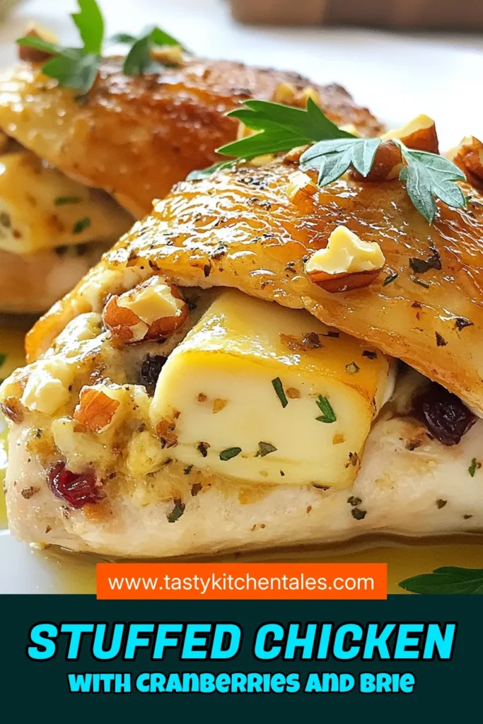 Indulge in a delicious Cranberry Brie Chicken, a perfect gourmet twist on classic stuffed chicken recipes. This easy chicken recipe features juicy chicken breasts stuffed with creamy Brie and sweet-tart cranberry sauce, making it an ideal chicken breast dinner idea. Impress your family or guests with this delightful dish that combines elegance with simplicity. Save this recipe for your next dinner! #CranberryBrieChicken #StuffedChickenRecipes #EasyChickenRecipes #GourmetChickenDishes