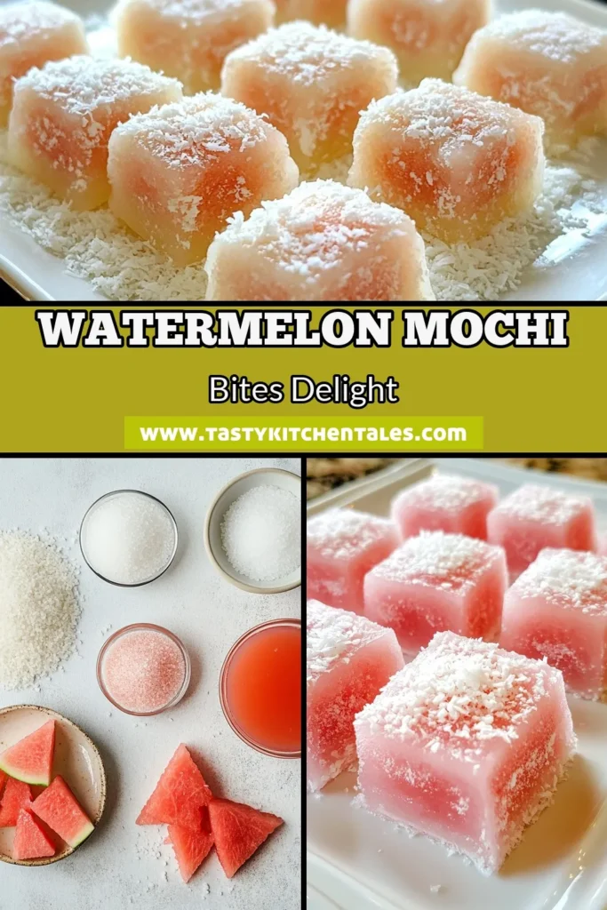 Enjoy a delightful twist on dessert with this refreshing watermelon mochi recipe! These homemade mochi bites combine sweet rice flour and fresh watermelon juice for a tasty summer treat. Perfect as coconut mochi snacks, they’re easy to make and incredibly satisfying. Impress your friends with this sweet rice flour dessert that’s sure to cool you down. Try it today and save this recipe for your next gathering! #MochiRecipe #SummerTreats #WatermelonDessert #HomemadeSnacks