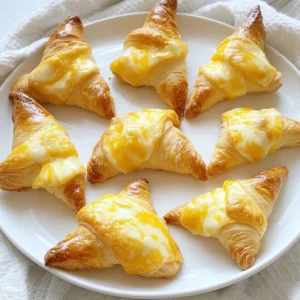 To make Cheesy Witch Hat Crescents, gather these key items: - 1 can of crescent roll dough - 1 cup shredded mozzarella cheese - 1/2 cup shredded cheddar cheese - 1/4 cup cream cheese, softened - 1/2 teaspoon garlic powder - 1/2 teaspoon dried oregano - 1/4 teaspoon freshly ground black pepper - 1 egg, beaten (for egg wash) - Cooking spray or parchment paper (for the baking sheet) You can customize your crescents with these fun extras: - Crumbled feta cheese for a tangy twist - Cooked chopped spinach for added greens - Diced jalape&ntilde;os for a spicy kick Having the right tools makes cooking easier. Here&rsquo;s what you need: - Mixing bowl for combining the cheese - Baking sheet for baking the rolls - Pastry brush for applying the egg wash - Measuring spoons for precise amounts - Parchment paper or cooking spray to prevent sticking These ingredients and tools set you up for success. Enjoy making these fun and tasty treats! {{ingredient_image_2}} Start by preheating your oven to 375&deg;F (190&deg;C). This is a key step. Next, grab a baking sheet. Lightly spray it with cooking spray or line it with parchment paper. This will help your crescents not stick. In a medium bowl, mix together the cheeses. Add 1 cup of shredded mozzarella and 1/2 cup of shredded cheddar. Then, add 1/4 cup of softened cream cheese. This makes the filling creamy and rich. Next, sprinkle in 1/2 teaspoon of garlic powder, 1/2 teaspoon of dried oregano, and 1/4 teaspoon of black pepper. Stir it all together until smooth and well combined. Carefully unroll the crescent roll dough. You will see it is divided into triangles. Place a generous tablespoon of cheese filling at the wide end of each triangle. Now, roll the dough over the filling, starting from the wide end. Roll it toward the pointy end. Pinch the edges to seal in that cheesy goodness. Shape the tip slightly to look like a witch hat. Place the rolled crescent rolls on your prepared baking sheet. Take a pastry brush and coat the tops with the beaten egg. This will give them a shiny, golden finish. Bake them in the oven for 10 to 12 minutes. Look for a nice puff and golden color. Once baked, take them out and let them cool for a few minutes. This will help the cheese set before you enjoy them. To get a nice golden-brown finish, use an egg wash. After rolling your crescents, brush the tops with a beaten egg. This will help them shine and look appetizing. Bake them in a preheated oven at 375&deg;F for 10 to 12 minutes. Keep an eye on them as they bake. Each oven is different, and you want them just right. Presentation is key for any treat. Arrange your witch hat crescents on a spooky platter. You might use a black plate or a pumpkin-themed dish. Add some fresh herbs like parsley or thyme around them. This makes your dish look like a mystical garden. You could also place mini plastic spiders or ghosts nearby for fun. One common mistake is not sealing the edges well. If the edges are not pinched tightly, the cheese might ooze out while baking. Another mistake is overbaking. If you leave them in too long, they can become hard. Always check on them during the last few minutes of baking. Lastly, don&rsquo;t skip the egg wash. It makes a big difference in how they look! Pro Tips Use Fresh Herbs: Incorporating fresh herbs like basil or thyme can elevate the flavor of the cheese mixture and add a pop of color. Experiment with Cheeses: Feel free to mix different types of cheese, such as pepper jack for a spicy kick or gouda for a smoky flavor. Perfect Your Hat Shape: To create a more defined witch hat shape, pinch the tips of the crescents a bit more as you roll them up. Serve with Dipping Sauces: A side of marinara or ranch dressing makes a great accompaniment for these cheesy bites and enhances the overall experience. {{image_4}} You can switch up the cheeses in your Cheesy Witch Hat Crescents. Instead of mozzarella and cheddar, try using gouda or pepper jack. These cheeses melt well and add great flavor. You might even mix in some feta for a tangy twist. Experiment to find your favorite combo! Want to make these crescents even more fun? Add extra fillings! You can include cooked bacon bits for a savory bite. Diced jalape&ntilde;os will give them a spicy kick. You could also mix in some saut&eacute;ed spinach for a veggie boost. Just remember to keep the filling balanced and not too wet. Seasonings can change the taste a lot! You can use Italian seasoning in place of oregano. Try adding some smoked paprika for a smoky flavor. For a touch of sweetness, consider a pinch of sugar. Don&rsquo;t be afraid to play around with spices to make it your own! After you enjoy your cheesy witch hat crescents, store any leftovers. Place them in an airtight container. They stay fresh for up to three days in the fridge. If you want to keep them longer, freezing is a great option. To reheat, preheat your oven to 350&deg;F (175&deg;C). Arrange the crescents on a baking sheet. Bake for about 10 minutes. This warms them up and keeps them crispy. You can also use the microwave for quick reheating. Just heat them for 20-30 seconds, but they may get soft. For freezing, wrap each crescent tightly in plastic wrap. Then, place them in a freezer bag. They can stay in the freezer for up to two months. When you&rsquo;re ready to eat them, thaw them in the fridge overnight. Reheat as described above for the best results. Yes, you can make your own crescent dough. Use simple ingredients like flour, butter, and yeast. Homemade dough can give you a fresher taste. Just roll it out into triangles like store-bought dough. You can serve these crescents with a few fun dips. Some great choices are marinara sauce or ranch dressing. A side of fresh veggies also adds color to your plate. Kids love to dip! To make these crescents more kid-friendly, try using milder cheeses. Mozzarella is a great choice. You can also let kids help with rolling and filling the dough. They will love making their own witch hats. Yes, you can prepare the crescents ahead of time. Assemble them and place them on the baking sheet. Cover with plastic wrap and store in the fridge for up to 24 hours. Just bake them right before serving for the best taste. We covered all you need for making Cheesy Witch Hat Crescents. You learned which ingredients are key and how to create a fun dish. I shared tips for baking, storing, and presenting your treats. Feel free to explore variations to suit your taste. With a little practice, you will impress guests and delight kids. Enjoy your spooky baking and have fun!
