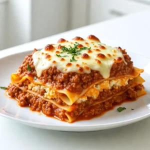 - 12 lasagna noodles - 1 pound ground beef - 1 pound Italian sausage - 1 medium onion, finely chopped - 2 cloves garlic, minced - 28 ounces crushed tomatoes (canned) - 15 ounces ricotta cheese - 2 cups shredded mozzarella cheese - 1 cup grated Parmesan cheese - 2 tablespoons fresh basil, chopped (or 1 tablespoon dried basil) - 1 teaspoon dried oregano - Salt and black pepper to taste - 1 large egg These ingredients create a rich and tasty lasagna that delights everyone at the table. I love how the ground beef and Italian sausage add depth to the sauce. The blend of cheeses gives it that creamy texture we all crave. Fresh herbs like basil and oregano brighten the dish. Using quality ingredients makes a big difference. Always go for fresh or high-quality canned tomatoes. This way, the sauce bursts with flavor. The ricotta cheese adds a nice creaminess that balances the meat. Shredded mozzarella melts perfectly, creating that gooey topping we all love. I also recommend using a large egg in the ricotta mixture. It helps bind the ingredients together, making each slice hold its shape. When you gather these items, you set the stage for a fantastic meal. Trust me, your family and friends will love this dish. {{ingredient_image_2}} - Preheat the oven to 375&deg;F (190&deg;C). - Cook lasagna noodles until al dente. - Drain noodles and set aside. - Brown ground beef and Italian sausage in a skillet. - Saut&eacute; onion and garlic until translucent. - Add crushed tomatoes and seasonings, simmer for 15 minutes. - Combine ricotta cheese, egg, half of the Parmesan, salt, and pepper. - Layer ingredients in a baking dish. - Repeat layers until all ingredients are used. - Final layer should be noodles topped with meat sauce and mozzarella. - Cover with foil and bake for 25 minutes. - Remove foil and bake an additional 15 minutes. - Let the lasagna rest for 10 minutes before serving. This method keeps everything clear and simple. Each step builds the flavor and texture of your classic lasagna. The way we layer ingredients matters a lot. A good resting time helps the lasagna set, making it easier to slice. Enjoy the cooking process! Resting time is key. Let your lasagna sit for 10 minutes after baking. This helps the layers set. You can slice it easily and keep the shape. Fresh ingredients make a big difference. Use fresh basil, ripe tomatoes, and quality cheese. They boost the flavor. For the best flavor, I recommend a mix of cheeses. Use ricotta, mozzarella, and Parmesan. They each add a unique taste and texture. To get that perfect cheese melt, grate your cheese instead of using slices. Grated cheese melts evenly and looks great on top. Layering is an art. Start with meat sauce at the bottom. This keeps the noodles moist. Alternate layers of noodles, ricotta, and sauce. Always finish with noodles and sauce on top. This keeps everything from getting soggy. Make sure your noodles are al dente. Overcooked noodles can ruin the texture. Pro Tips Use Fresh Herbs: Fresh basil and oregano can elevate the flavor of your lasagna significantly compared to dried herbs. If you have access to fresh herbs, use them for a more vibrant taste. Layering Technique: Make sure to spread the sauces and cheeses evenly across the noodles to ensure each slice has a balanced flavor profile. It helps to use a spatula to smooth out each layer. Let it Rest: Allow the lasagna to cool for at least 10 minutes before slicing. This resting period allows the layers to set, making it easier to cut and serve without falling apart. Cheese Variations: Feel free to experiment with cheese! Adding a blend of cheeses like provolone or fontina can introduce new flavors and textures to your lasagna. {{image_4}} You can easily make a tasty vegetarian lasagna. Start by substituting meat with fresh vegetables. Use zucchini, spinach, or mushrooms to add flavor. You can also try eggplant or bell peppers for a nice twist. Another great option is using lentils or beans as protein. Lentils cook quickly and pack a punch. Black beans or chickpeas also work well to add texture and taste. This way, your lasagna remains hearty while being meat-free. If you need a gluten-free version, choose gluten-free noodles. Many brands offer lasagna noodles made from rice or corn. They work just like regular noodles, so you won&rsquo;t miss out. For sauces, you can use cornstarch or arrowroot as a thickener. This keeps your sauce rich and smooth without gluten. Just mix these with a little water before adding them to your sauce. To make your lasagna even more exciting, try adding different herbs and spices. Fresh basil and oregano are classic, but you can also add thyme or rosemary for new flavors. Consider using creamy sauces or white sauces too. A b&eacute;chamel sauce can add a rich, smooth layer. Mixing ricotta with spinach and nutmeg can also bring a delightful twist to your dish. Experiment with these ideas to find your perfect blend! To keep leftover lasagna fresh, store it in an airtight container. This method prevents moisture loss. You can also wrap it tightly with plastic wrap or aluminum foil. Lasagna stays fresh in the fridge for about 3 to 5 days. If you want it to last longer, consider freezing it. For freezing lasagna, let it cool completely. Cut it into portions for easier thawing. Wrap each piece in plastic wrap, then foil. This helps to avoid freezer burn. Lasagna can last in the freezer for up to 3 months. When you&rsquo;re ready to eat it, thaw it overnight in the fridge. Reheat individual portions in the oven at 350&deg;F (175&deg;C) for about 20-25 minutes. Make sure it&rsquo;s heated all the way through. Lasagna pairs well with a fresh side salad. A simple green salad with a light vinaigrette works great. Garlic bread is also a classic side that complements the meal. For a nice touch, garnish each slice of lasagna with fresh basil. This adds color and flavor. Serving your lasagna with these sides makes for a complete meal. Can I make lasagna ahead of time? Yes, you can make lasagna ahead. Prepare it, then cover and refrigerate. It can stay fresh for two days. When ready to bake, add extra time to heat through. What can I substitute for ricotta cheese? You can use cottage cheese or cream cheese. Both provide a nice texture. Blend them for a smoother finish. How do I avoid watery lasagna? To avoid watery lasagna, drain excess liquid from the meat sauce. Also, use fresh noodles and let the lasagna rest after baking. This helps the layers set. Can I bake lasagna without boiling the noodles first? Yes, you can use no-boil noodles. They absorb moisture while baking. Just ensure you add enough sauce. How do I know when my lasagna is done? Check for bubbling cheese and a golden top. Insert a knife; it should slide through easily. Let it rest before cutting for neat slices. In this post, we covered how to make a classic lasagna. We listed all needed ingredients and shared step-by-step instructions. I also provided tips on perfecting your dish, some tasty variations, and storage info. By following these guidelines, you can create a delicious lasagna full of flavor. Enjoy your cooking and share this recipe with friends!