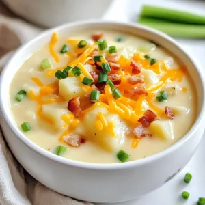 - 4 large russet potatoes, peeled and diced into 1-inch cubes - 1 cup finely diced yellow onion - 1/2 cup finely diced celery - 1/2 cup finely diced carrots - 4 cups vegetable broth (low-sodium preferred) - 1 cup heavy cream - 1 cup shredded sharp cheddar cheese (plus additional for garnish) - 1/2 cup cooked and crumbled turkey bacon (or substitute with plant-based bacon) - 2 green onions, thinly sliced (for garnish) - 2 tablespoons olive oil - 1 teaspoon garlic powder - 1 teaspoon onion powder - Salt and pepper, to taste Gathering fresh ingredients is key to a tasty soup. Start with russet potatoes. They give the soup a creamy base. The yellow onion, celery, and carrots add great flavor. You want them diced finely for even cooking. Use low-sodium vegetable broth for a healthy choice. Heavy cream makes the soup rich and smooth. Sharp cheddar cheese adds a nice kick. Turkey bacon gives a smoky taste, but you can swap it for plant-based bacon if preferred. Don't forget the green onions! They add a fresh touch on top. Olive oil is great for saut&eacute;ing your veggies. Garlic and onion powder boost the flavor. Lastly, always season with salt and pepper to suit your taste. With this list, you are ready to make a hearty and filling potato soup. {{ingredient_image_2}} Start by heating two tablespoons of olive oil in a large pot over medium heat. Once the oil is hot, add the diced onion, celery, and carrots. Saut&eacute; these veggies for about five to seven minutes. Stir them often. You want them soft and the onions to look clear. This step builds the soup&rsquo;s base flavor. Next, add the diced russet potatoes to the pot. Stir them in well with the saut&eacute;ed veggies. Pour in four cups of low-sodium vegetable broth. Raise the heat to bring it to a gentle boil. After it boils, reduce the heat to low. Let it simmer for 20 to 25 minutes. Check the potatoes with a fork; they should be fork-tender. Now it's time to blend! Use a potato masher to mash some of the potatoes in the pot. This will give your soup a creamy feel while keeping some chunks. If you want it smoother, grab an immersion blender. Blend until you reach your desired texture, but leave some potato pieces for bite. Pour in one cup of heavy cream next. Sprinkle in one teaspoon of garlic powder and one teaspoon of onion powder. Add salt and pepper to taste. Stir well to mix everything. Keep cooking on low heat for another five to ten minutes. This allows the flavors to blend nicely. Finally, fold in one cup of shredded cheddar cheese. Stir until it melts into the soup. This adds a rich, cheesy flavor. Serve the hot soup in bowls. Top each bowl with crumbled turkey bacon, extra cheese, and sliced green onions. These toppings add flavor and color to your meal. To achieve the right consistency, start with good potatoes. Use russet potatoes for a creamy base. After cooking, mash some potatoes with a potato masher. This gives the soup a nice mix of smooth and chunky. If you like it creamier, blend a bit with an immersion blender. Be careful not to over-blend; you want bits of potato in every bite. For more flavor, consider adding spices. Garlic powder and onion powder are great staples. You can also add a pinch of smoked paprika for depth. Fresh herbs like thyme or rosemary can brighten the soup&rsquo;s taste. Just chop them finely and toss them in while it cooks. Taste as you go, and season with salt and pepper to make it shine. This soup pairs well with crusty bread or fresh rolls. A simple side salad can also add a nice crunch. For a twist, serve it with grilled cheese sandwiches. A sprinkle of fresh parsley on top can brighten the dish. Enjoy this cozy soup with family and friends for a hearty meal. Pro Tips Choose the Right Potatoes: For the best texture and flavor, stick with russet potatoes as they are starchy and create a creamier soup. Enhance the Flavor: Add a splash of white wine or a dash of Worcestershire sauce to elevate the depth of flavor in the soup. Make it Ahead: This soup can be made ahead of time and stored in the refrigerator. Just reheat gently before serving, adding a bit more cream if needed. Garnish Creatively: Experiment with toppings like crispy onions, diced avocado, or a dollop of sour cream for added texture and flavor. {{image_4}} If you want a vegetarian or vegan twist, swap out the turkey bacon. Use plant-based bacon for the same crispy flavor. Instead of heavy cream, use coconut cream or cashew cream. Both options add creaminess without dairy. This way, you keep the heartiness of this soup while making it plant-friendly. Cheese brings a lot of flavor to this soup. If you want to mix it up, try using gouda or pepper jack cheese. These cheeses melt well and add a unique taste. You can also use vegan cheese if you are keeping it plant-based. Experiment with different cheeses to find your favorite combo. For a spicy kick, add diced jalape&ntilde;os or crushed red pepper. You can mix in smoked paprika for a warm, smoky flavor. If you like heat, this is a fun way to change the soup. Just adjust the spice to match your taste. Enjoy your own spicy version of this loaded potato soup! To keep your Loaded Outback Potato Soup fresh, store it in an airtight container. Let the soup cool down first. Then, seal the container and place it in the fridge. It&rsquo;s best to eat the leftovers within three to four days. This helps keep the flavors and textures nice. If you want to save the soup for later, freezing works well. First, let the soup cool completely. Then, pour it into freezer-safe containers. Leave some space at the top, as the soup will expand when frozen. You can freeze it for up to three months. To reheat, thaw the soup overnight in the fridge. Warm it on the stove over low heat, stirring often. If it seems thick, add a splash of broth or water. Loaded Outback Potato Soup stays fresh in the fridge for about three to four days. If you freeze it, it can last up to three months. Always check for any off smells or changes in texture before eating. This will help you enjoy every spoonful! Yes, you can make this soup ahead of time. Prepare the soup up to the point of adding cream and cheese. Let it cool, then store it in the fridge for up to three days. When ready to serve, heat it on the stove, add cream and cheese, and stir until warm. This saves you time on busy days. Yes, this soup is gluten-free. The ingredients, like potatoes and vegetables, do not contain gluten. Always check your vegetable broth label. Some brands may add gluten. Choose a low-sodium, gluten-free broth for the best flavor and safety. Absolutely! You can use Yukon Gold or red potatoes. These potatoes add a different flavor and texture. Yukon Golds are creamy, while red potatoes keep their shape well. Avoid starchy potatoes like sweet potatoes. They change the soup's taste and texture. If you want a dairy-free option, use coconut milk or almond milk. These alternatives add creaminess without dairy. You can also use cashew cream for a rich texture. Adjust the seasoning, as these options may alter the flavor a bit. This blog post showed you how to make a tasty Loaded Outback Potato Soup. You learned about key ingredients, cooking steps, and tips for the best flavor. We also explored variations to suit different diets, like vegetarian and vegan options. Proper storage and shelf life ensure your soup stays fresh. Enjoy making this soup with family and friends. It&rsquo;s a warm and filling dish for any meal. Now you have the tools to create a delicious experience!