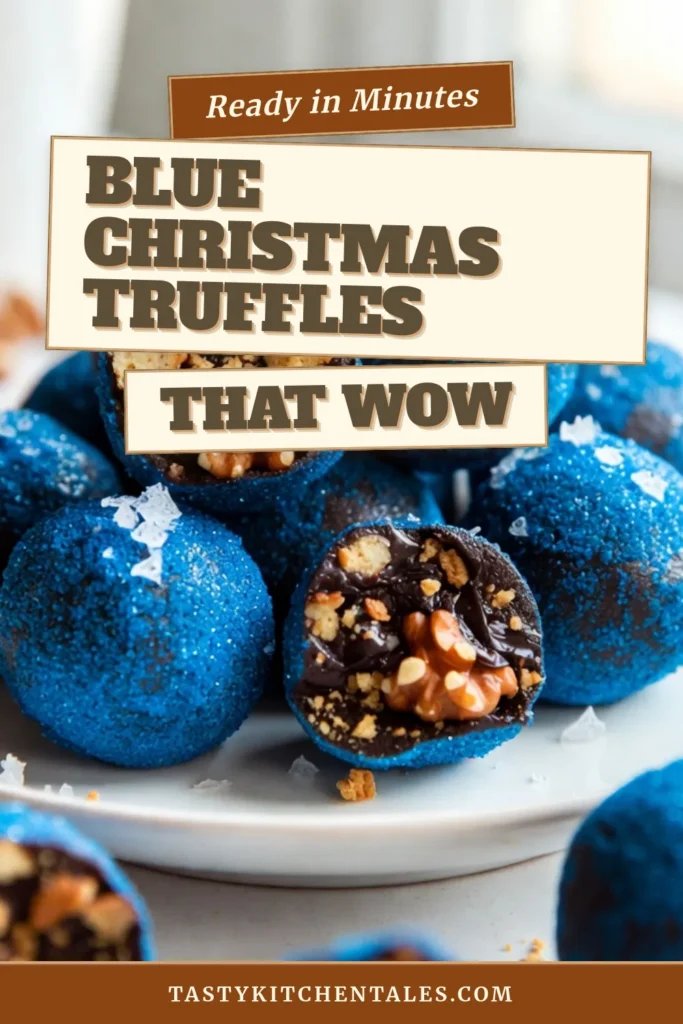 Indulge in the holiday spirit with these delightful Blue Christmas Truffles! Perfectly sweet and infused with peppermint, these easy holiday desserts are a must-try. Made with dark chocolate, graham crackers, and festive edible decorations, they’re as beautiful as they are tasty. Explore more Christmas truffle recipes and brighten your celebrations. Get ready to impress your guests! Save this recipe now! #BlueChristmasTruffles #ChristmasTruffleRecipes #EasyHolidayDesserts #FestiveEdibleDecorations