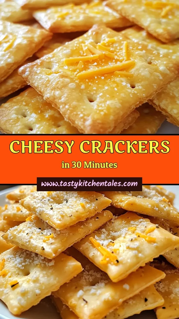 Looking for a delicious cheesy cracker recipe? Try these homemade cheese crackers that are perfect for easy cheese snacks! Packed with garlic and sharp cheddar, these savory snack recipes are simple to make and ideal for gatherings. Bake a batch of garlic cheddar crackers for your next party and impress your guests. Click to discover the full recipe and save it for later! #CheeseCrackers #SnackRecipes #HomemadeSnacks #CheesyGoodness