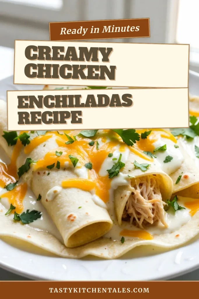 Indulge in these creamy white chicken enchiladas, an easy chicken enchiladas recipe that will delight your taste buds! Made with shredded chicken, cream cheese, and Monterey Jack cheese, this homemade chicken enchiladas dish is perfect for any occasion. Topped with a tasty sauce and served warm, you'll love how simple it is to create chicken enchiladas with cream cheese. Try it today and savor every bite! #ChickenEnchiladas #EasyRecipe #CreamyEnchiladas #MontereyJackCheese