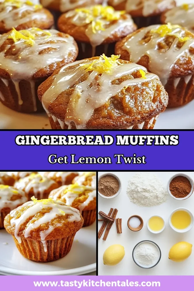 Delight in the holiday spirit with these easy gingerbread muffins! This gingerbread muffins recipe features a warm blend of spices and a zesty lemon glaze that perfectly complements the flavors. Perfect for festive gatherings or a cozy treat, these spiced muffins with lemon are simple to make and irresistible. Save this recipe for your next holiday baking session and enjoy every bite! #GingerbreadMuffins #HolidayBaking #LemonGlaze #SpicedMuffins