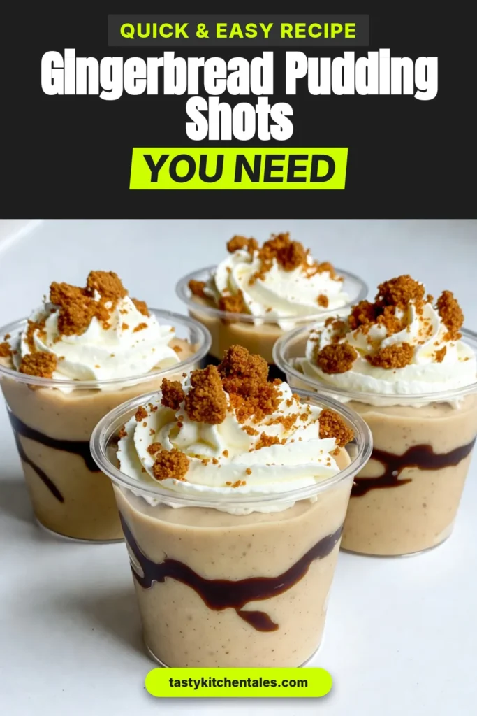 Indulge in these gingerbread pudding shots, a perfect festive dessert recipe for your holiday party treats! These easy pudding shot recipes combine creamy gingerbread dessert flavors that will delight your guests. With a simple mix of spices, vanilla pudding, and molasses, they’re sure to impress! Don’t forget to top them with whipped cream and crushed gingerbread cookies for that extra crunch. Save this delicious treat for your celebrations! #GingerbreadPuddingShots #FestiveDessertRecipes #HolidayPartyTreats #EasyPuddingShots