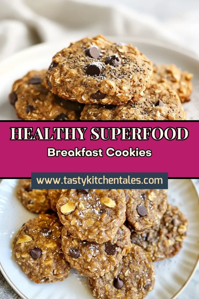 Start your day with these delicious superfood breakfast cookies! This healthy cookie recipe combines wholesome ingredients like rolled oats, almond flour, and chia seeds for a nourishing treat. Perfect as oatmeal cookies or chia seed cookies, they're easy to make and fun to enjoy anytime. Check out this almond flour cookies recipe that’s sure to be a hit! Save this recipe for your next breakfast makeover now! #SuperfoodCookies #HealthyRecipes #OatmealCookies #ChiaSeeds