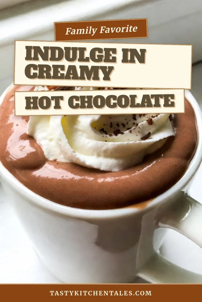 Indulge in this creamy hot chocolate recipe that’s your ticket to a cozy night in! Our decadent hot chocolate blends rich chocolate and sweetened condensed milk for a flavor explosion. It's the perfect homemade hot chocolate that’s easy to make in just 15 minutes. You won't want to miss out on this rich hot chocolate topped with whipped cream and chocolate shavings. Try this easy hot chocolate recipe and save it for later! #HotChocolate #EasyRecipe #ChocolateLovers #HomemadeDrinks