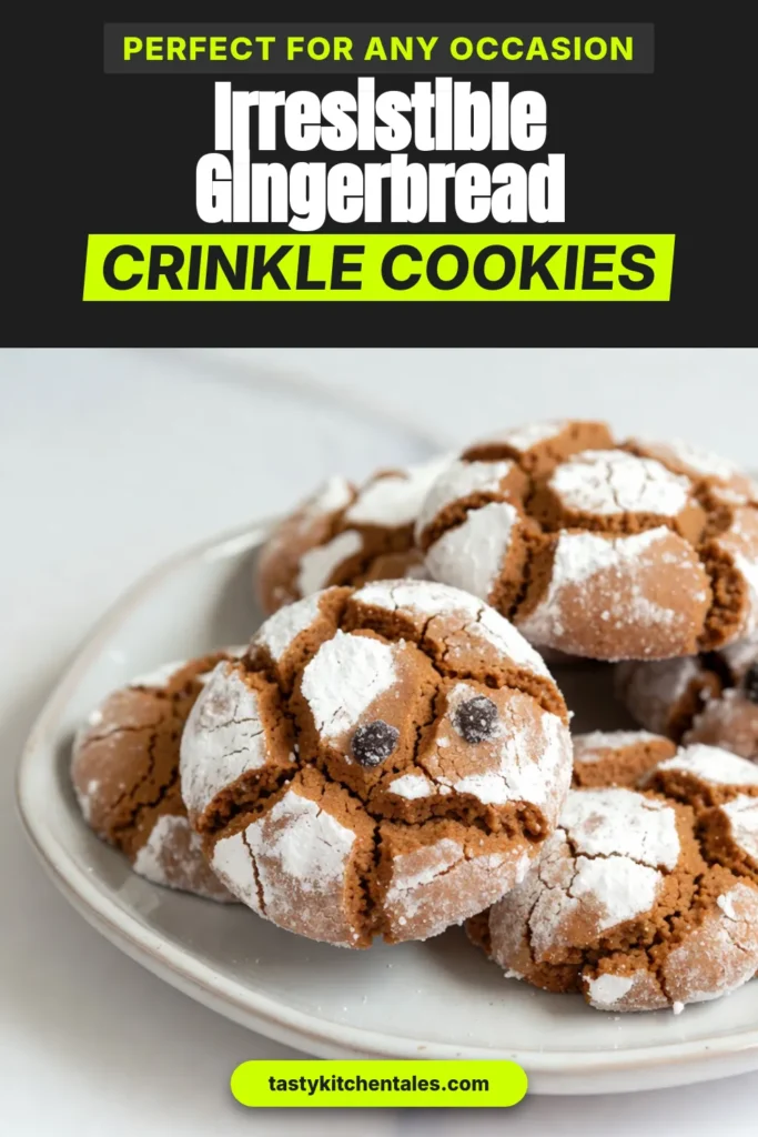 Get ready to elevate your holiday baking with these delicious gingerbread crinkle cookies! This easy holiday cookie recipe combines the warmth of molasses and aromatic spices to create soft and chewy cookies that are perfect for Christmas. With just a few simple steps, you can make these festive treats that are sure to impress your family and friends. Save this recipe for your holiday baking adventures! #gingerbreadcookies #Christmasbaking #softandchewycookies #holidaycookies